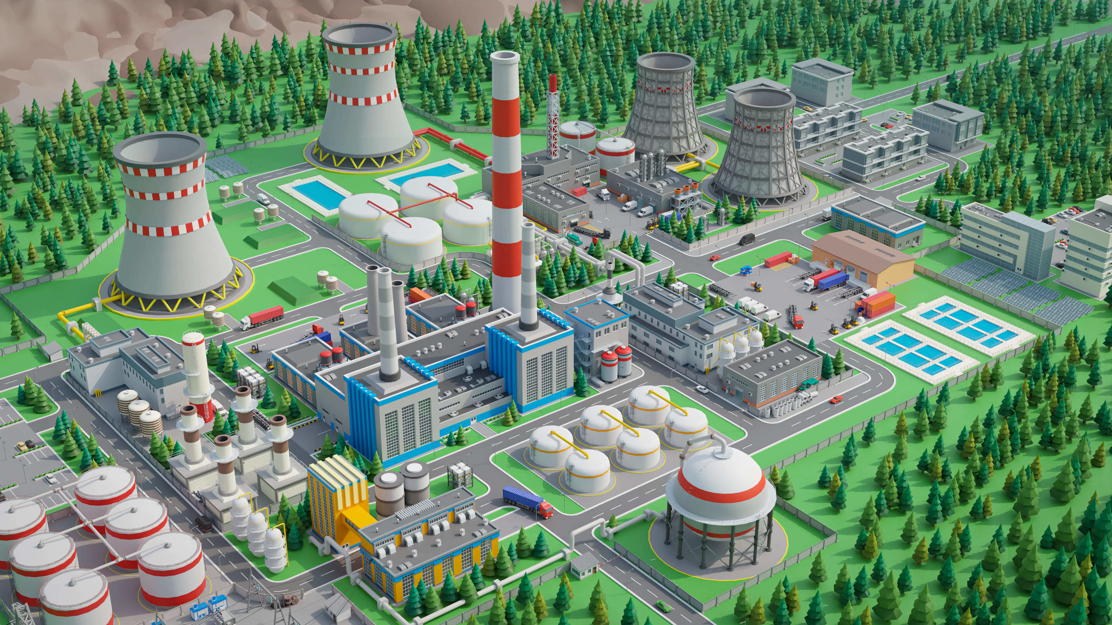 Factory Low-poly 3D model_23