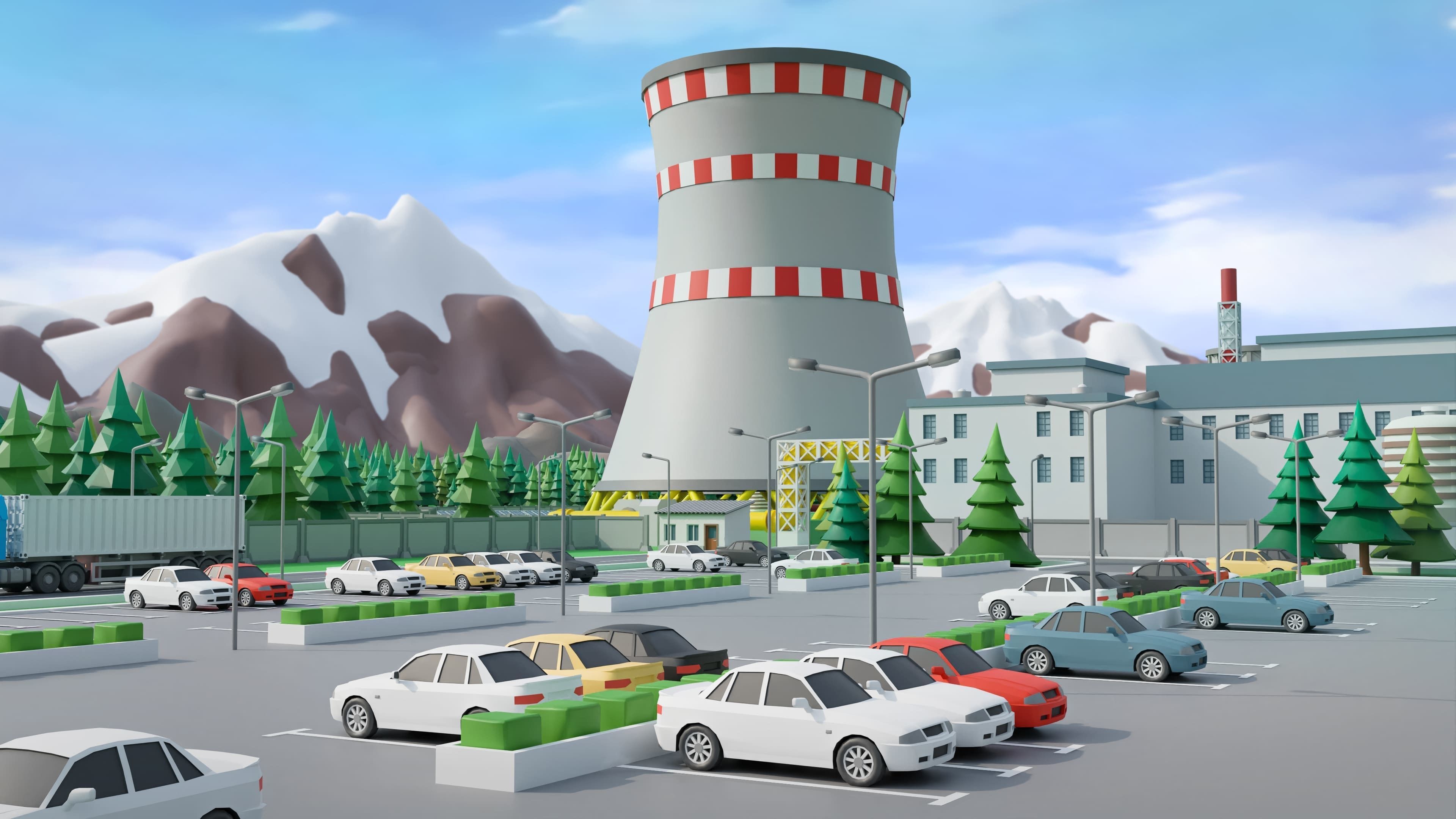 Factory Low-poly 3D model_10