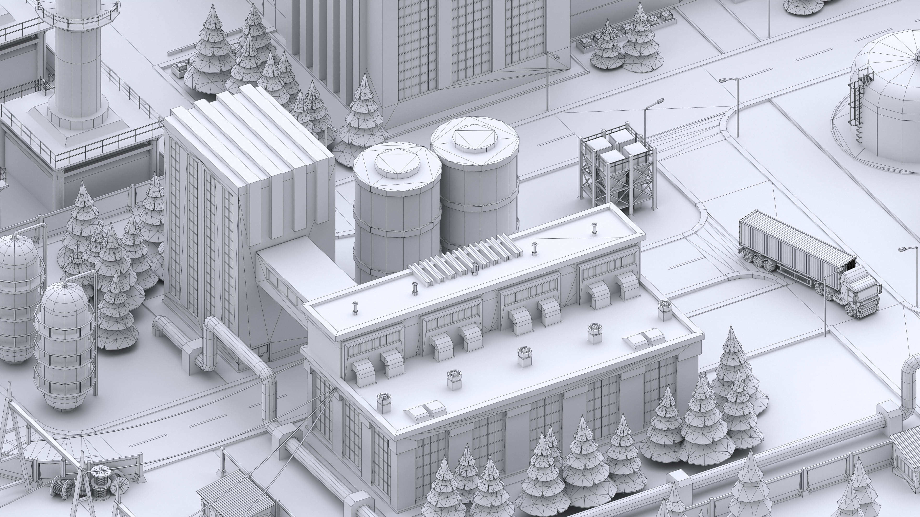 Factory Low-poly 3D model_41