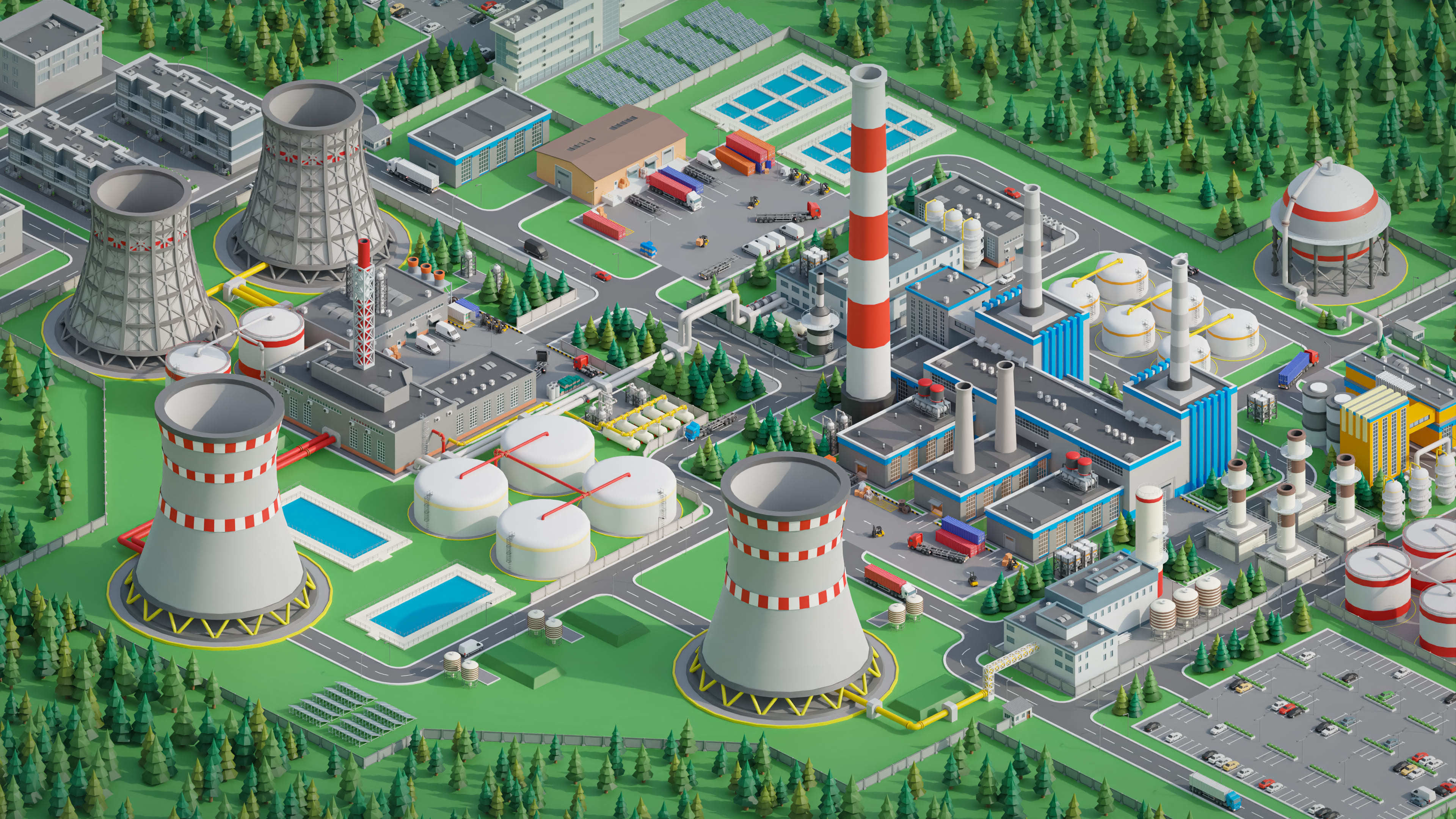 Factory Low-poly 3D model_8