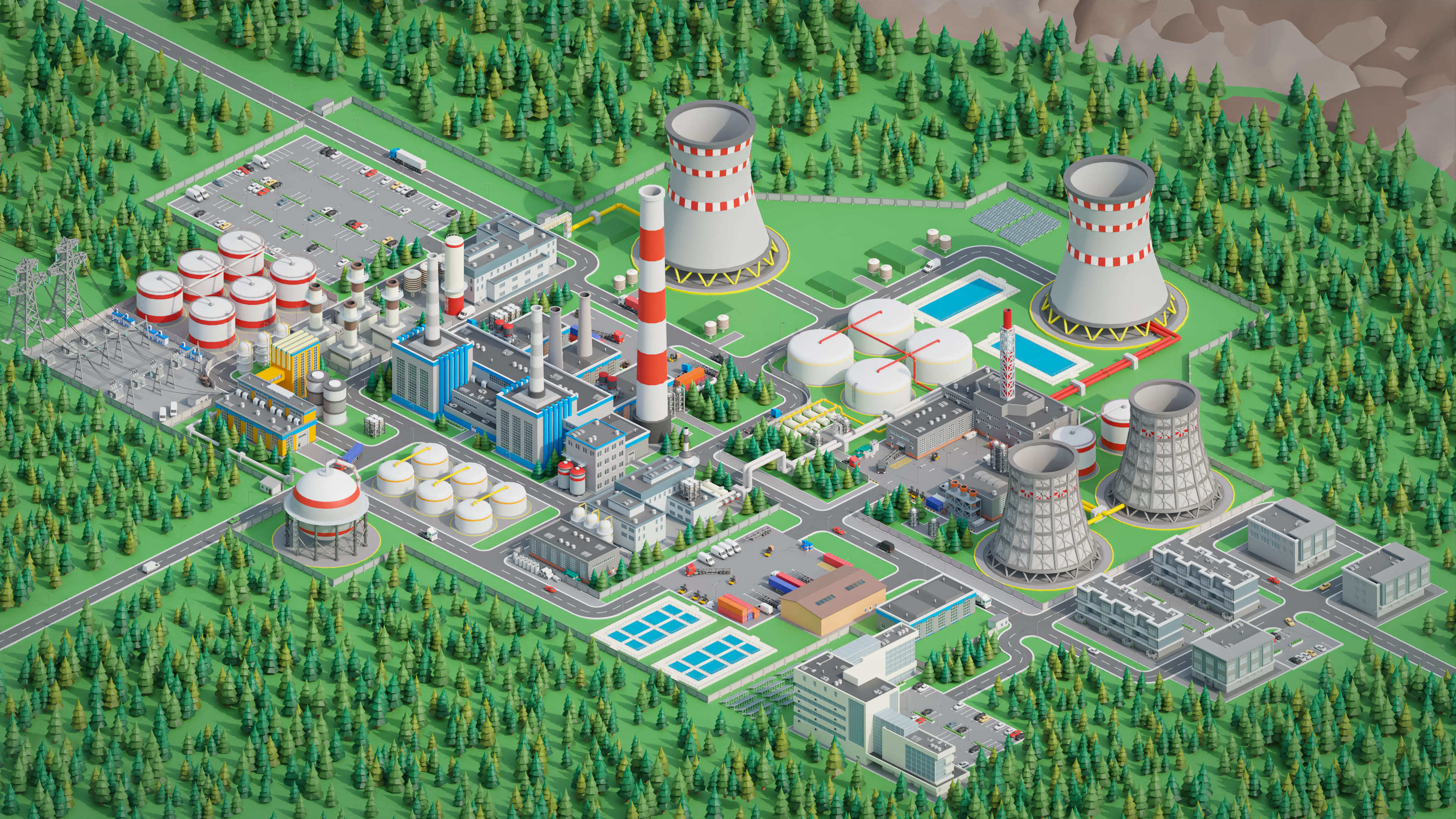 Factory Low-poly 3D model_11