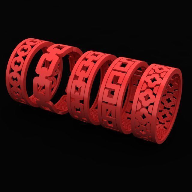 set ring gold 3D print model_1