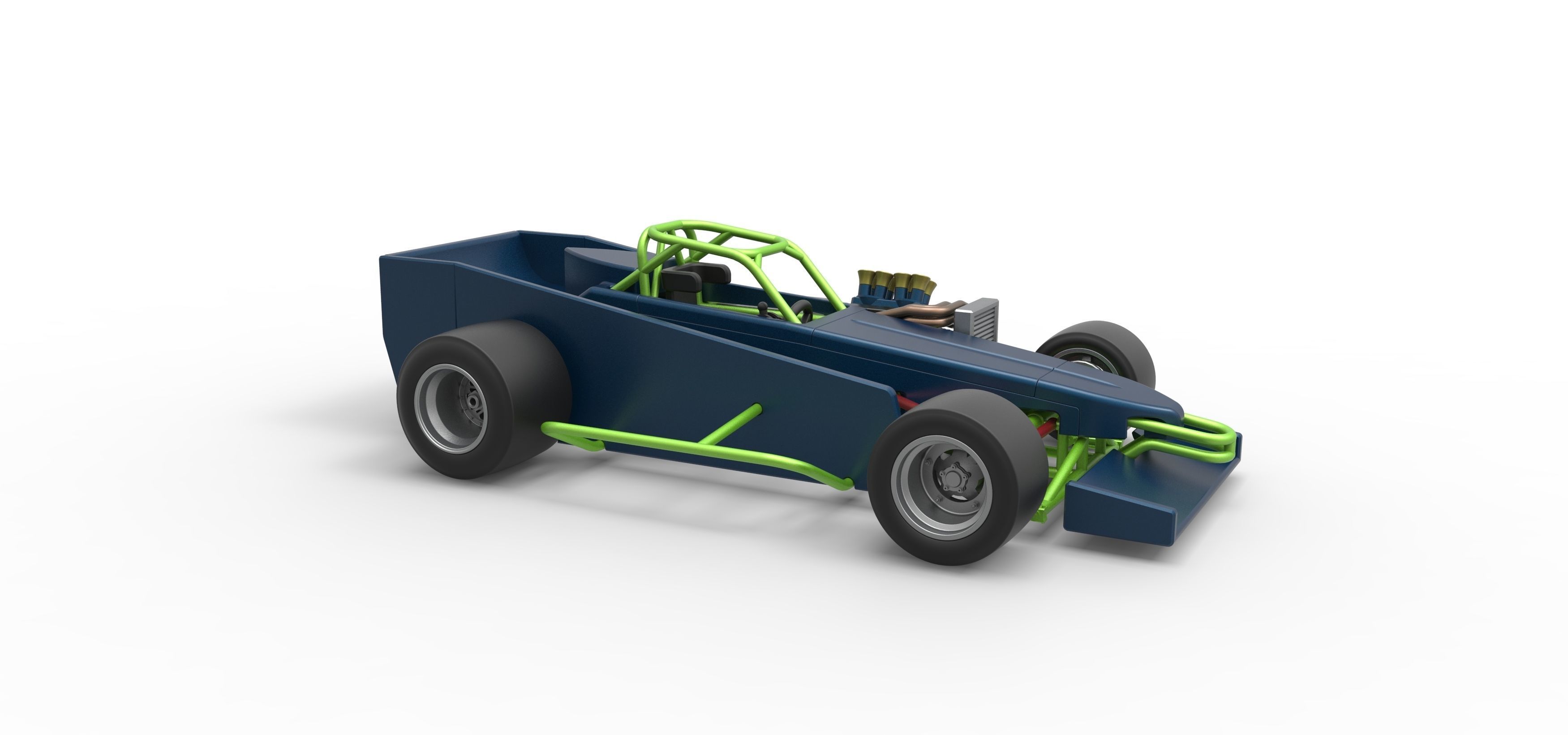 Supermodified front engine race car V3 Scale 1 to 25 3D print model_22