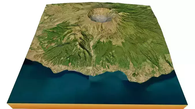 Mount Tambora 3d terrain model Low-poly 3D model