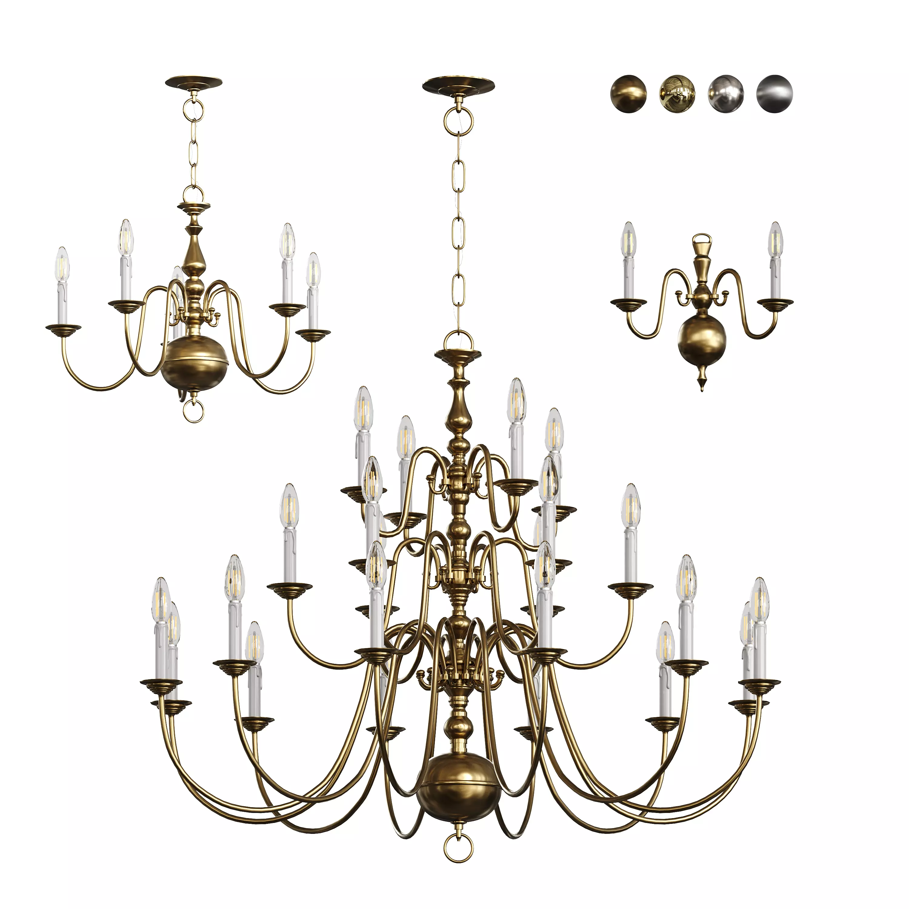 Chandelier Williamsburgh Set Collection 3D model_0