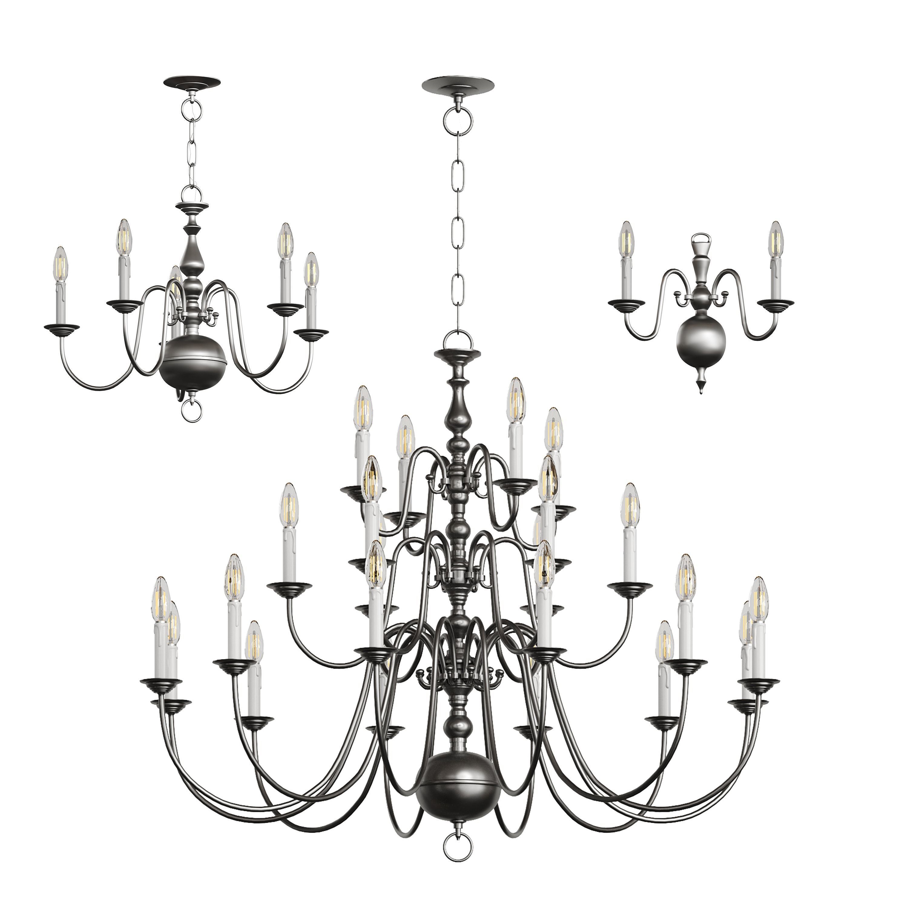 Chandelier Williamsburgh Set Collection 3D model_3