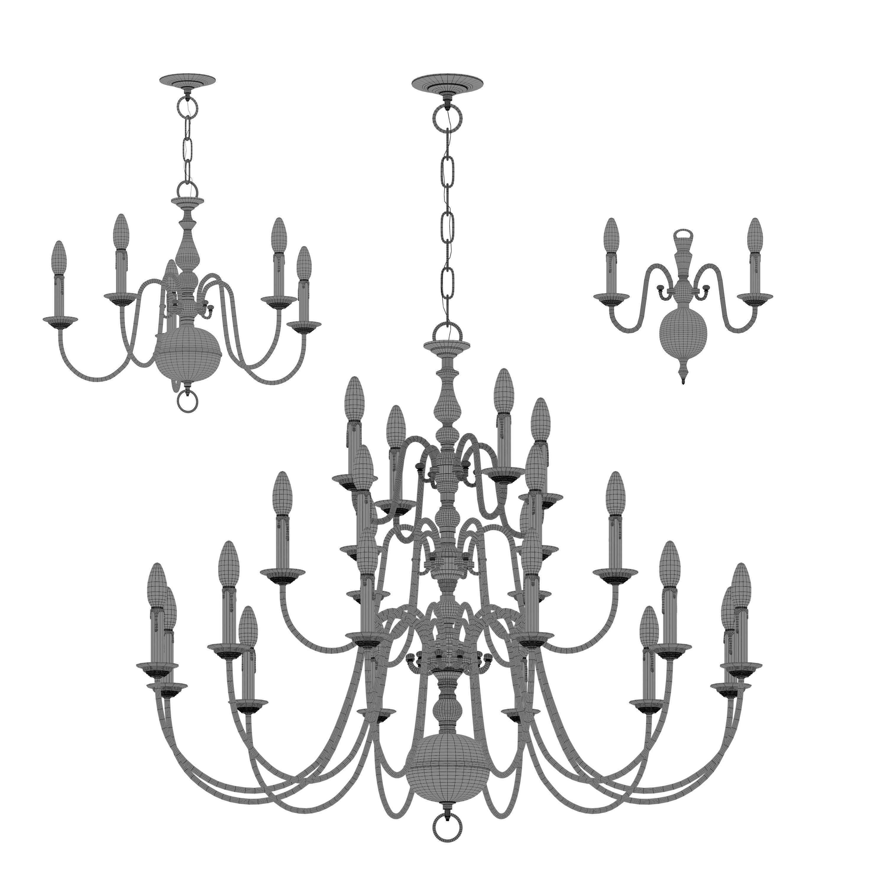 Chandelier Williamsburgh Set Collection 3D model_4