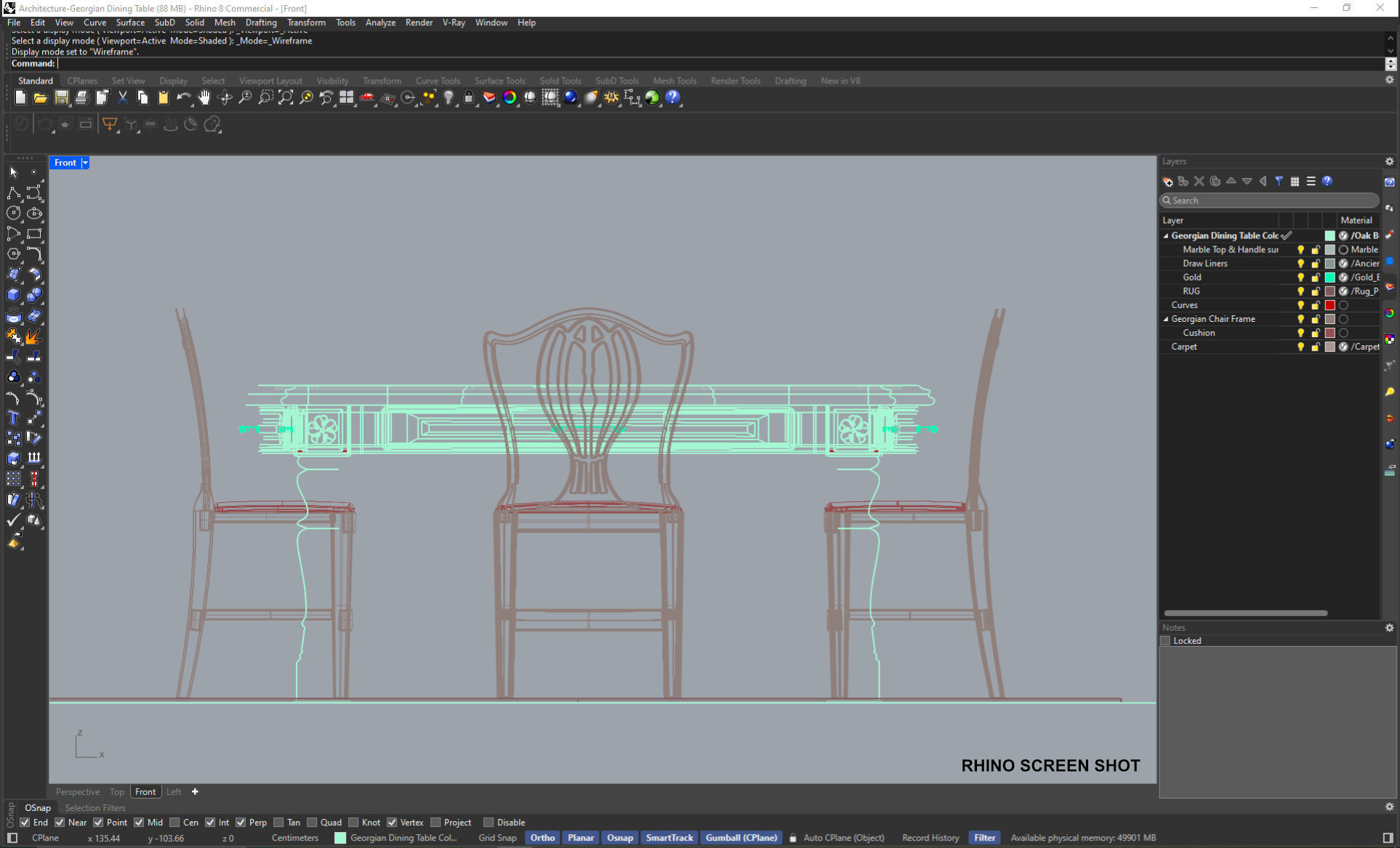 Georgian Dining Table Low-poly 3D model_40