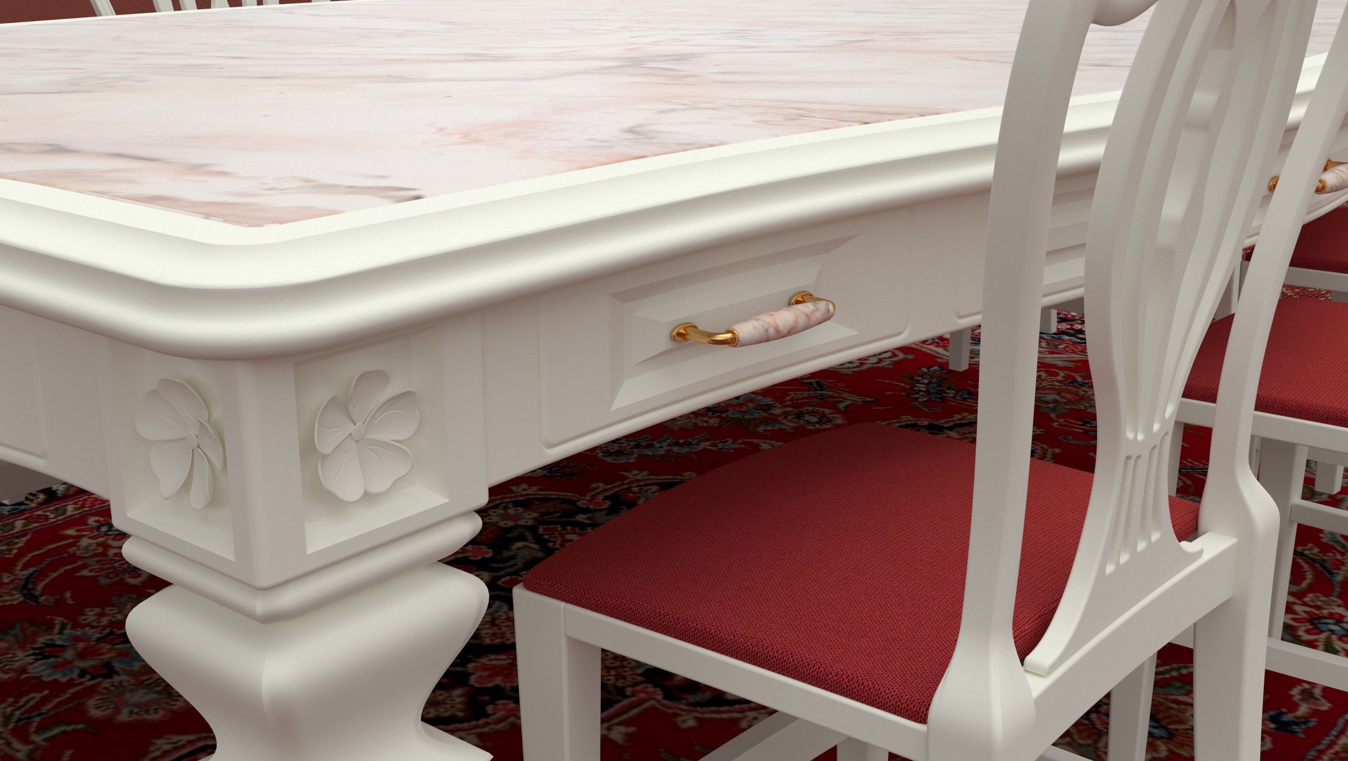 Georgian Dining Table Low-poly 3D model_34