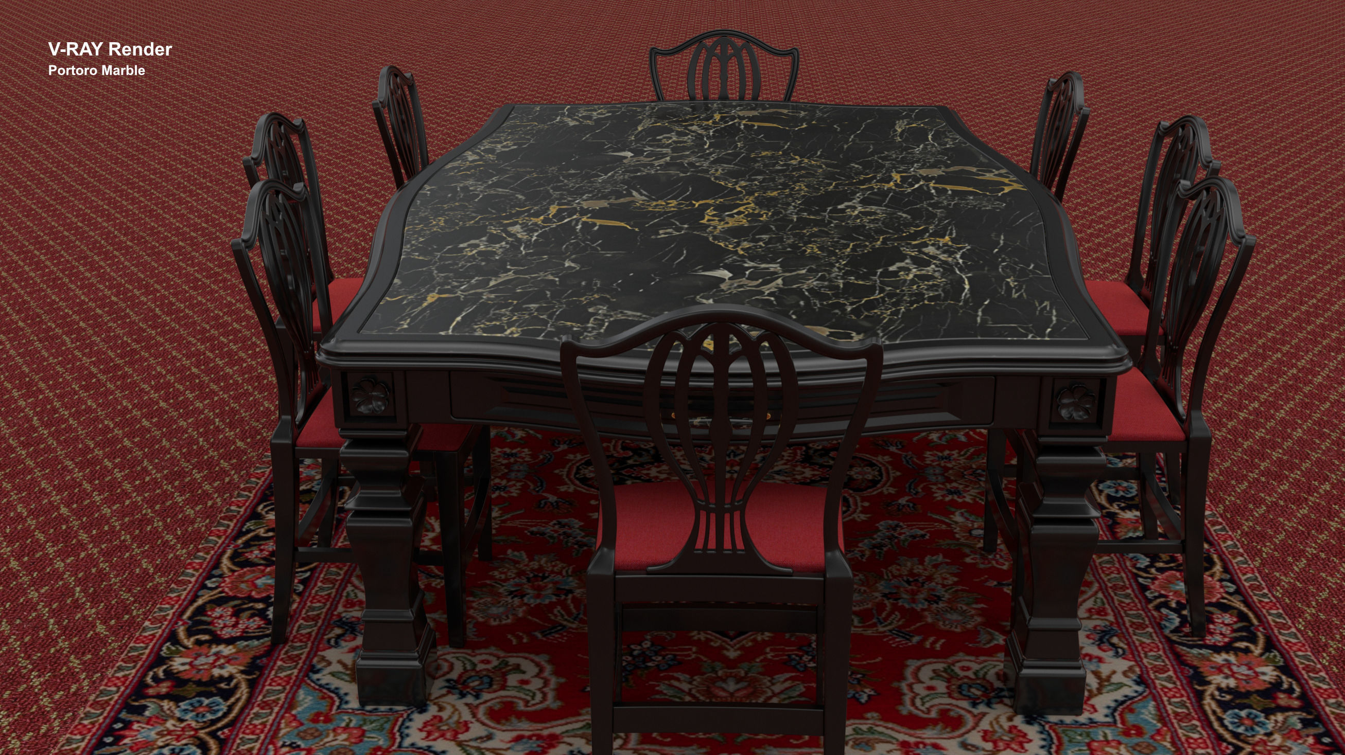 Georgian Dining Table Low-poly 3D model_2