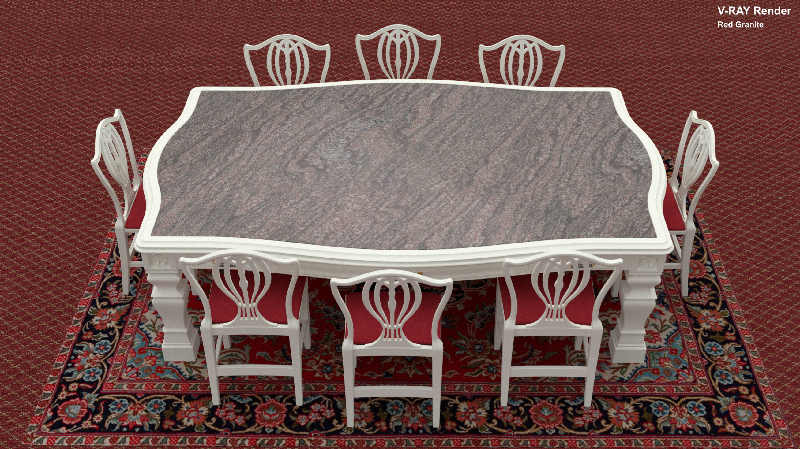 Georgian Dining Table Low-poly 3D model_27