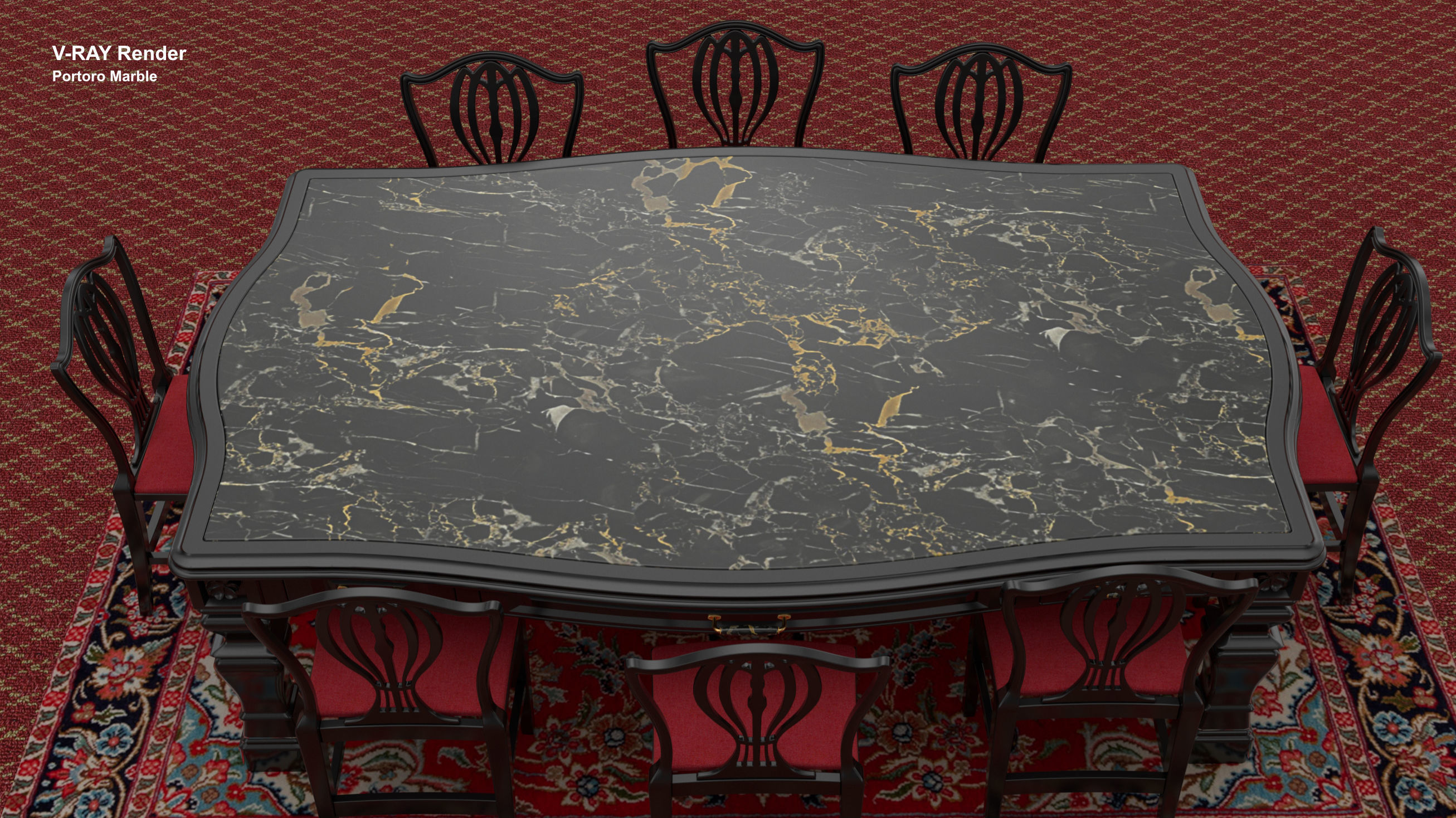 Georgian Dining Table Low-poly 3D model_7