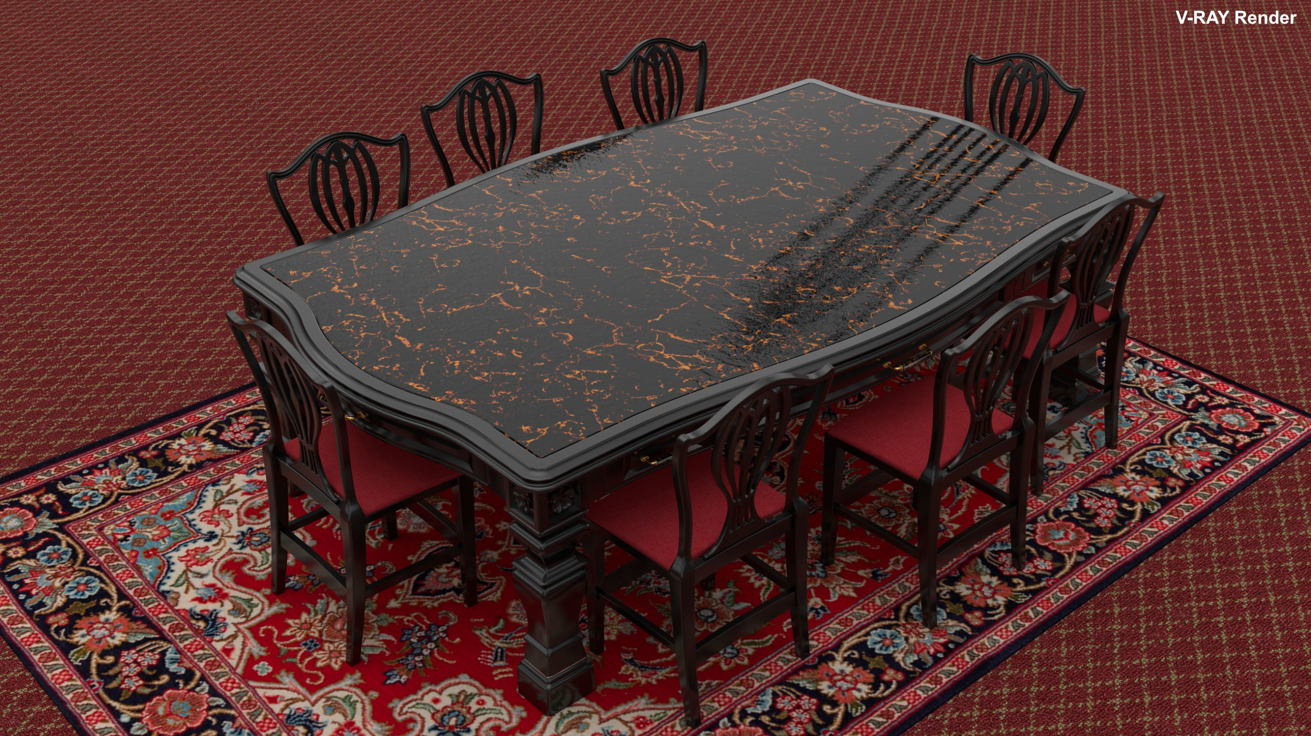 Georgian Dining Table Low-poly 3D model_17