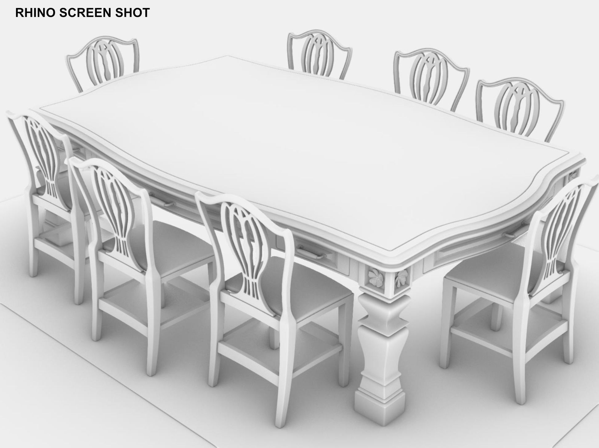 Georgian Dining Table Low-poly 3D model_20