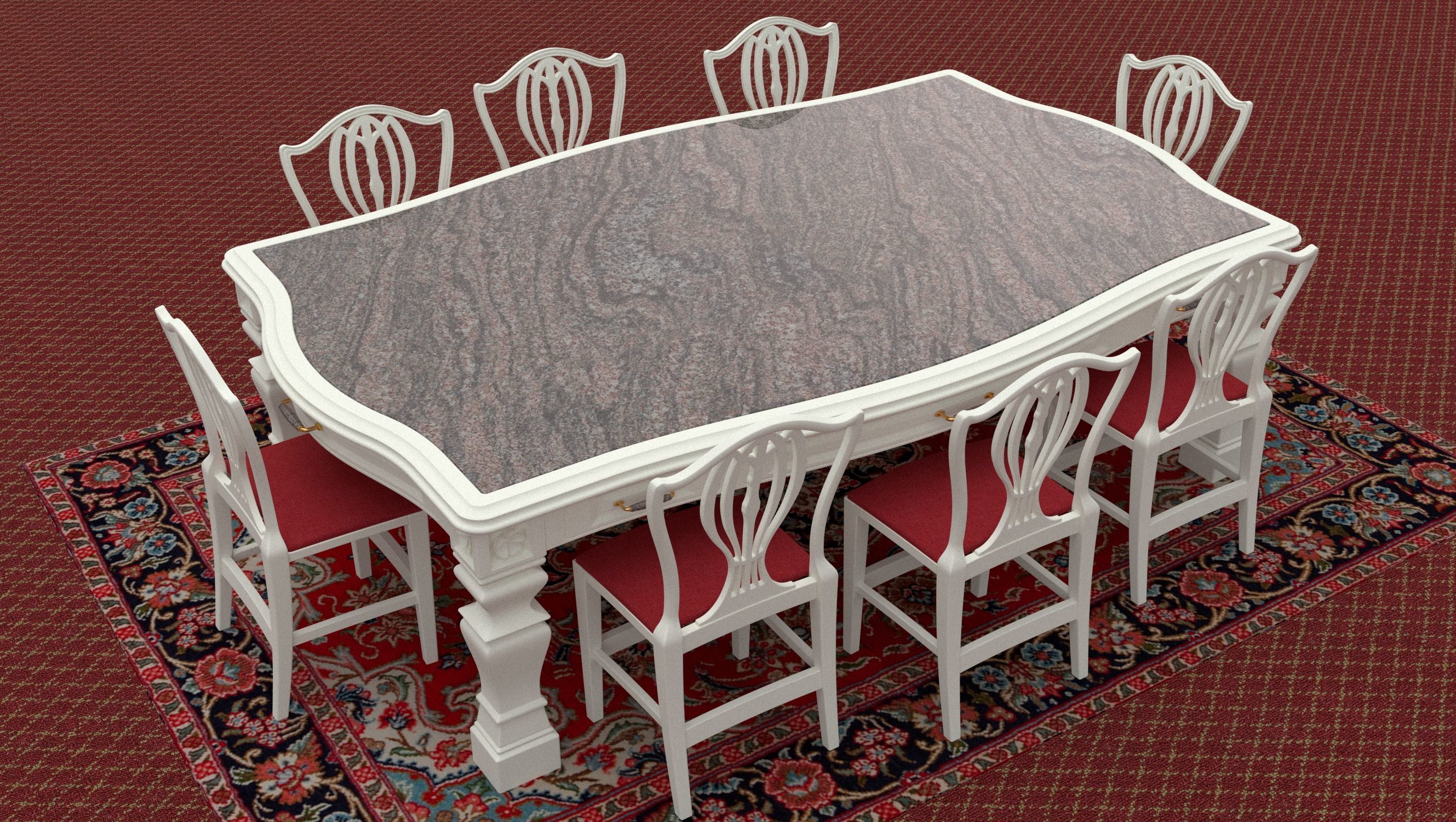 Georgian Dining Table Low-poly 3D model_6