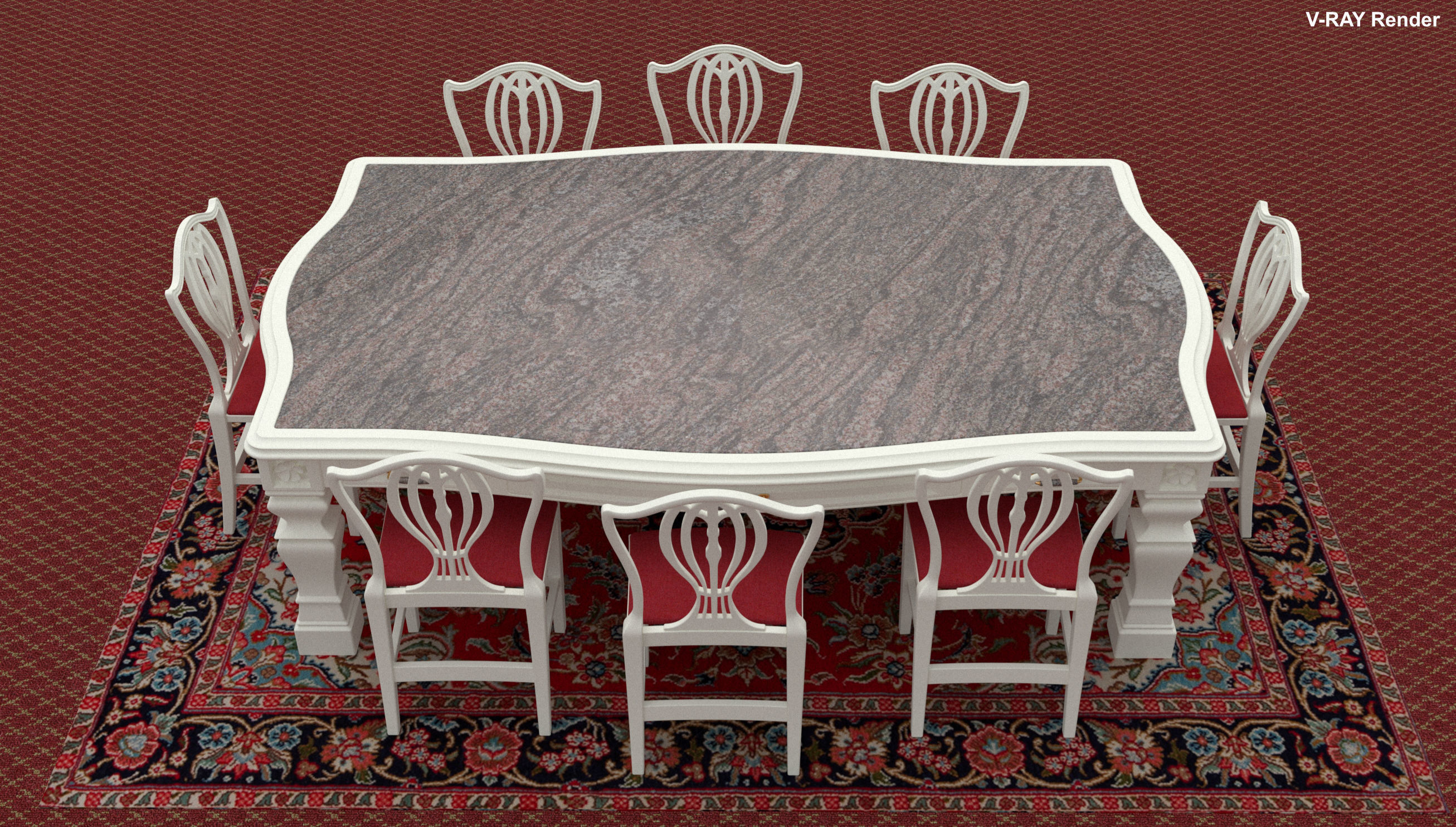 Georgian Dining Table Low-poly 3D model_26