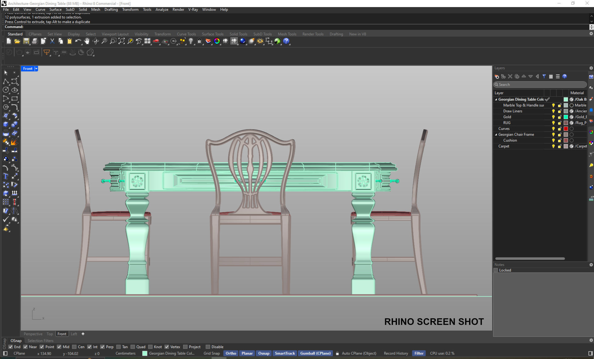Georgian Dining Table Low-poly 3D model_39