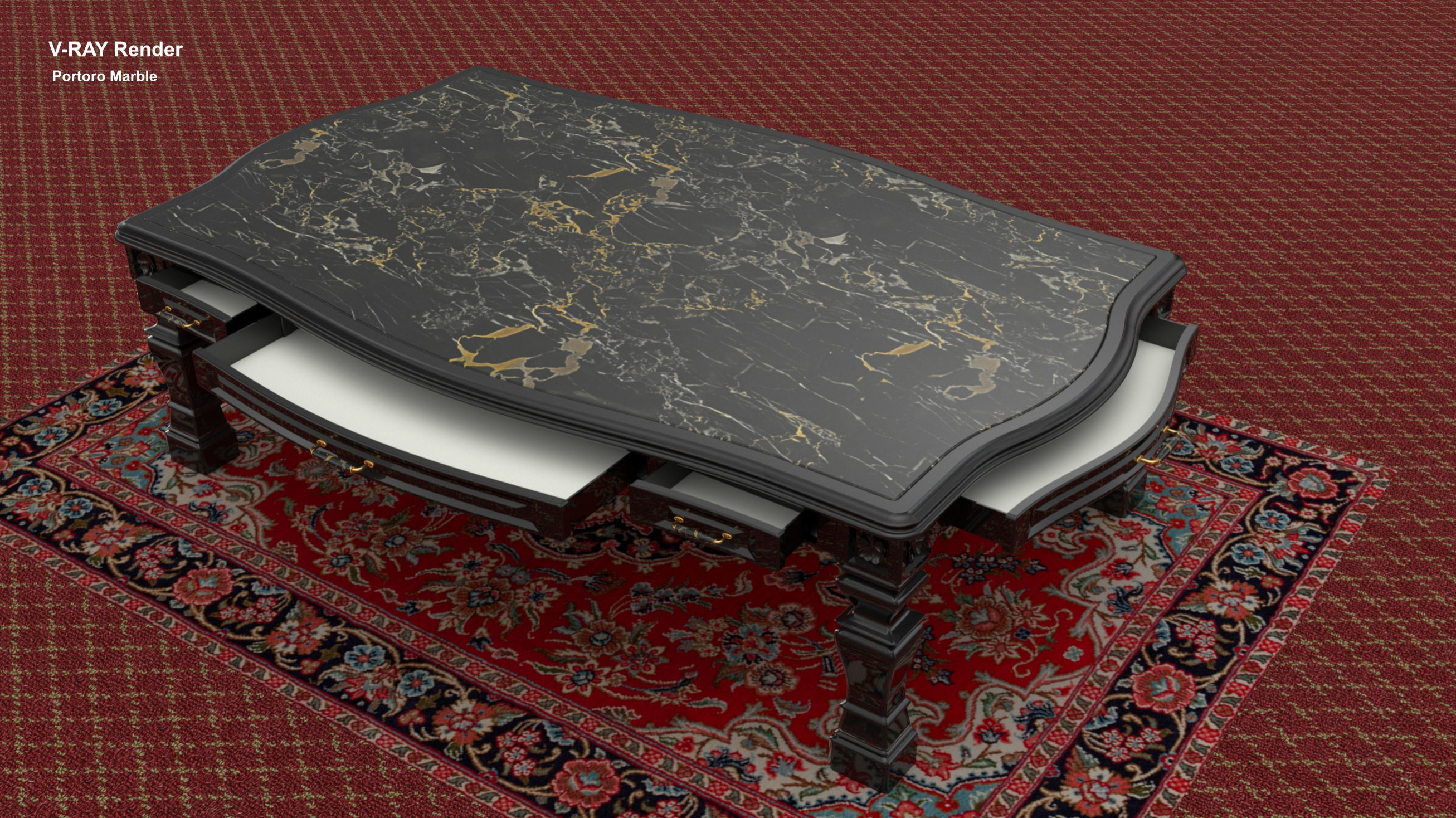 Georgian Dining Table Low-poly 3D model_1