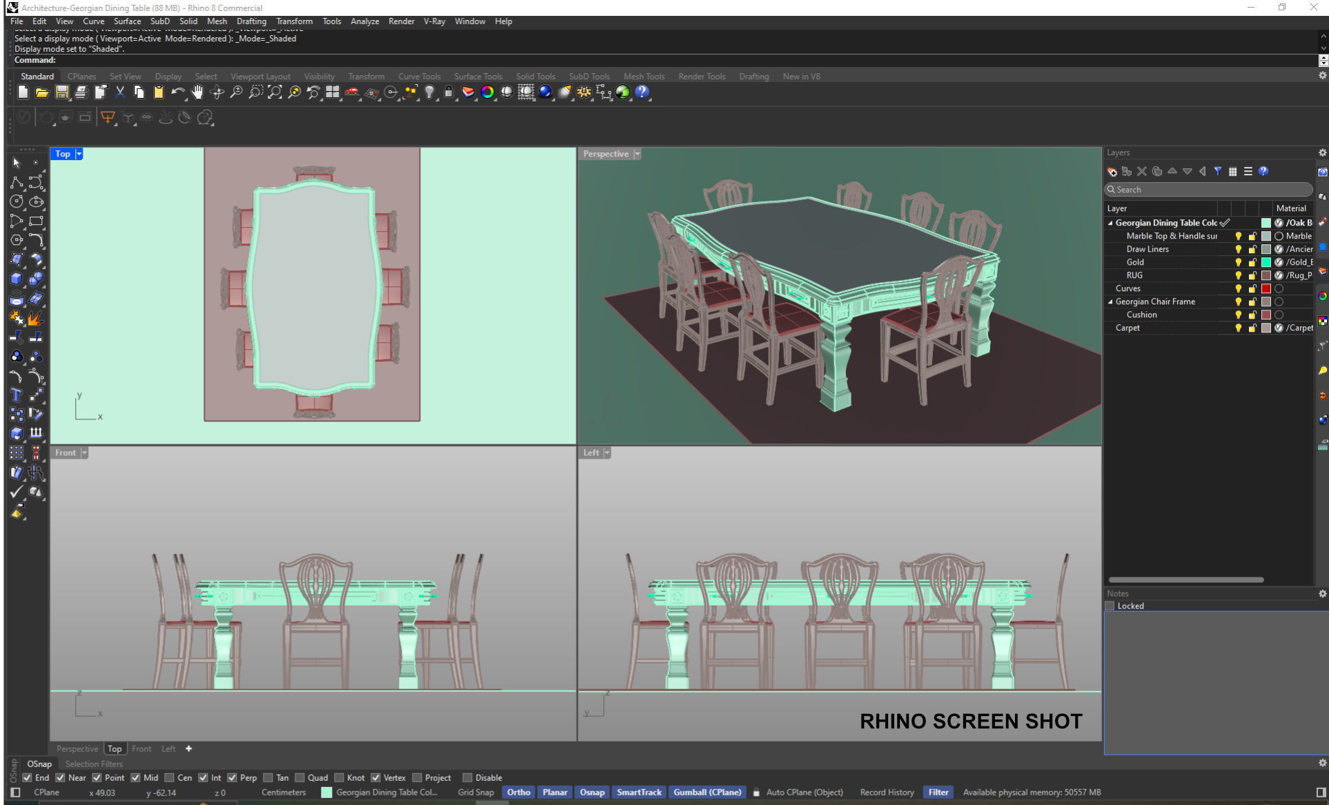 Georgian Dining Table Low-poly 3D model_41