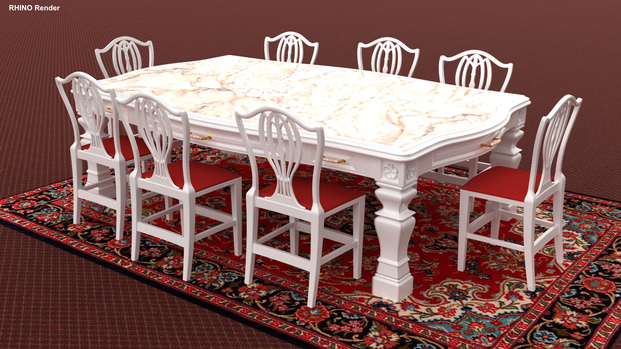 Georgian Dining Table Low-poly 3D model_45