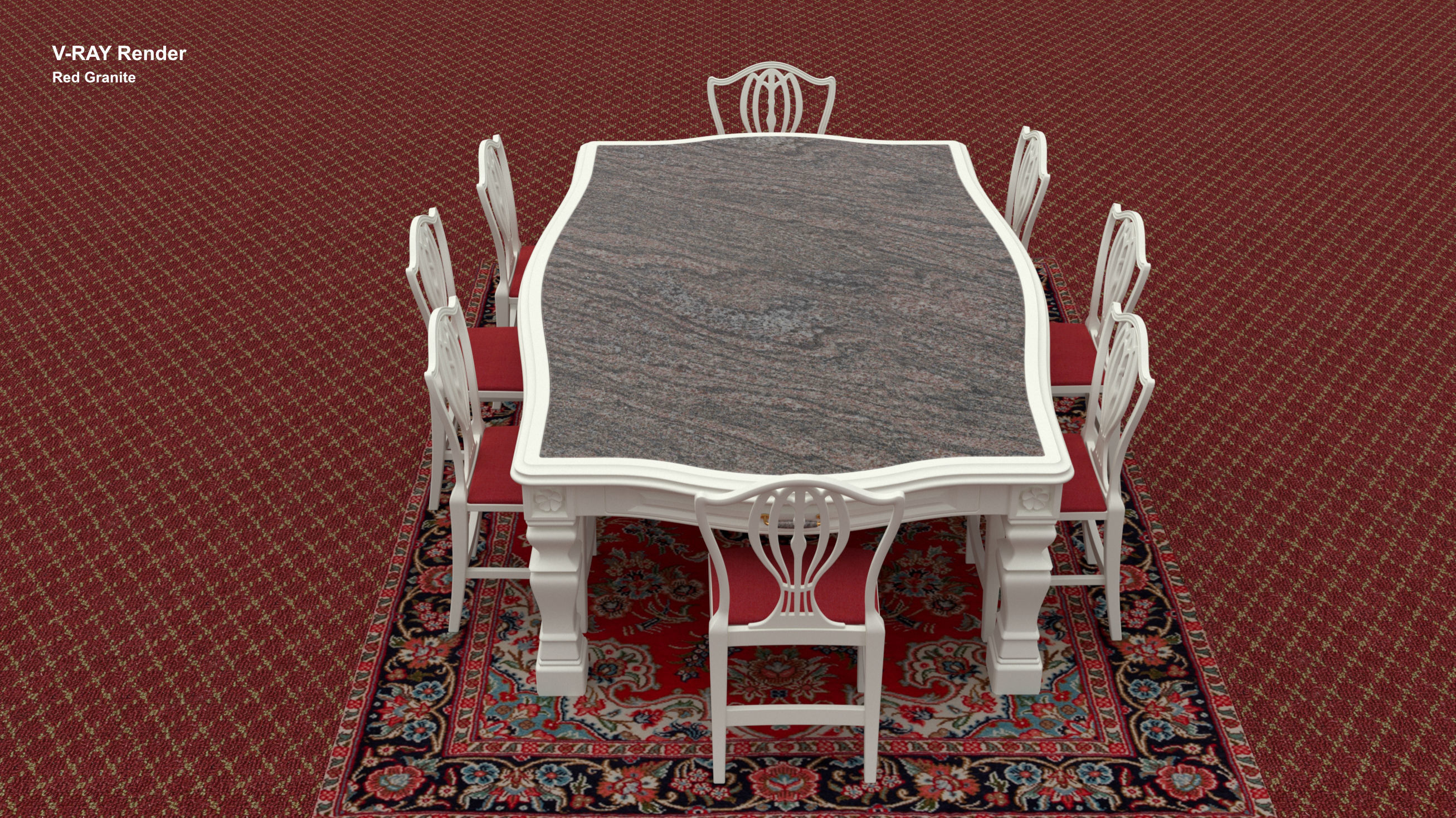 Georgian Dining Table Low-poly 3D model_28