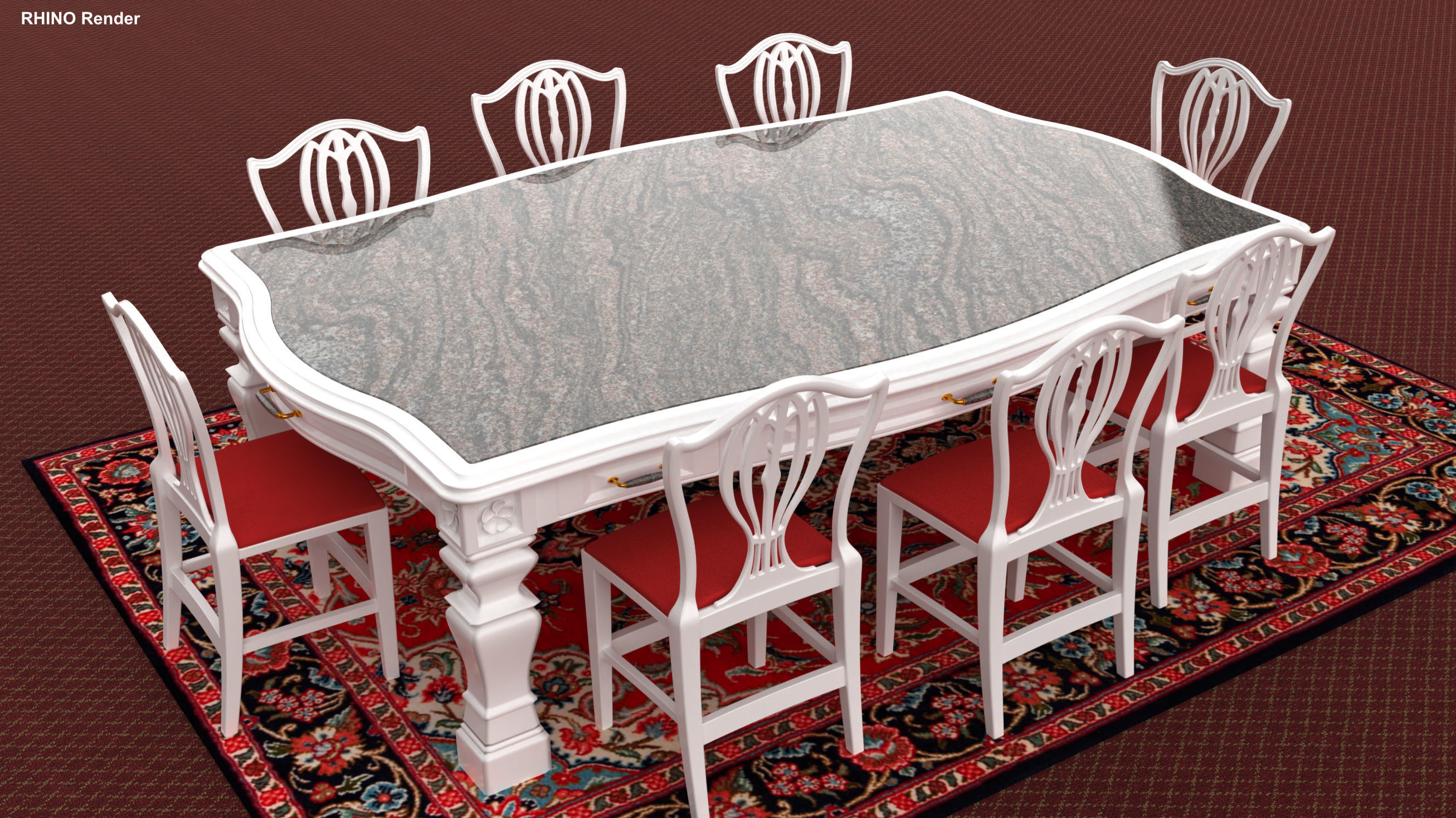 Georgian Dining Table Low-poly 3D model_49