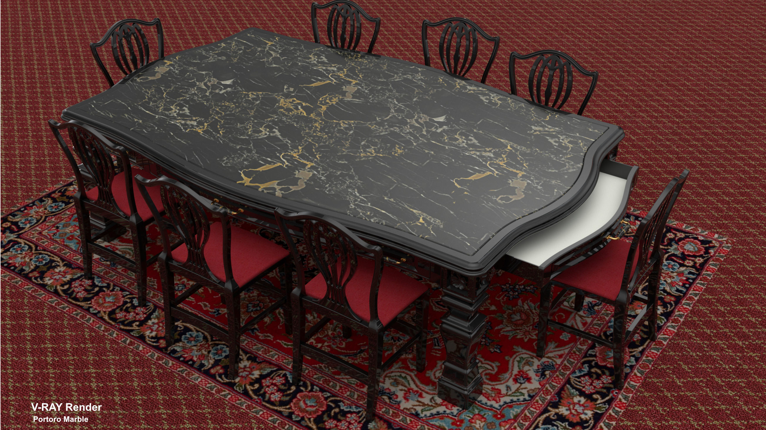 Georgian Dining Table Low-poly 3D model_3
