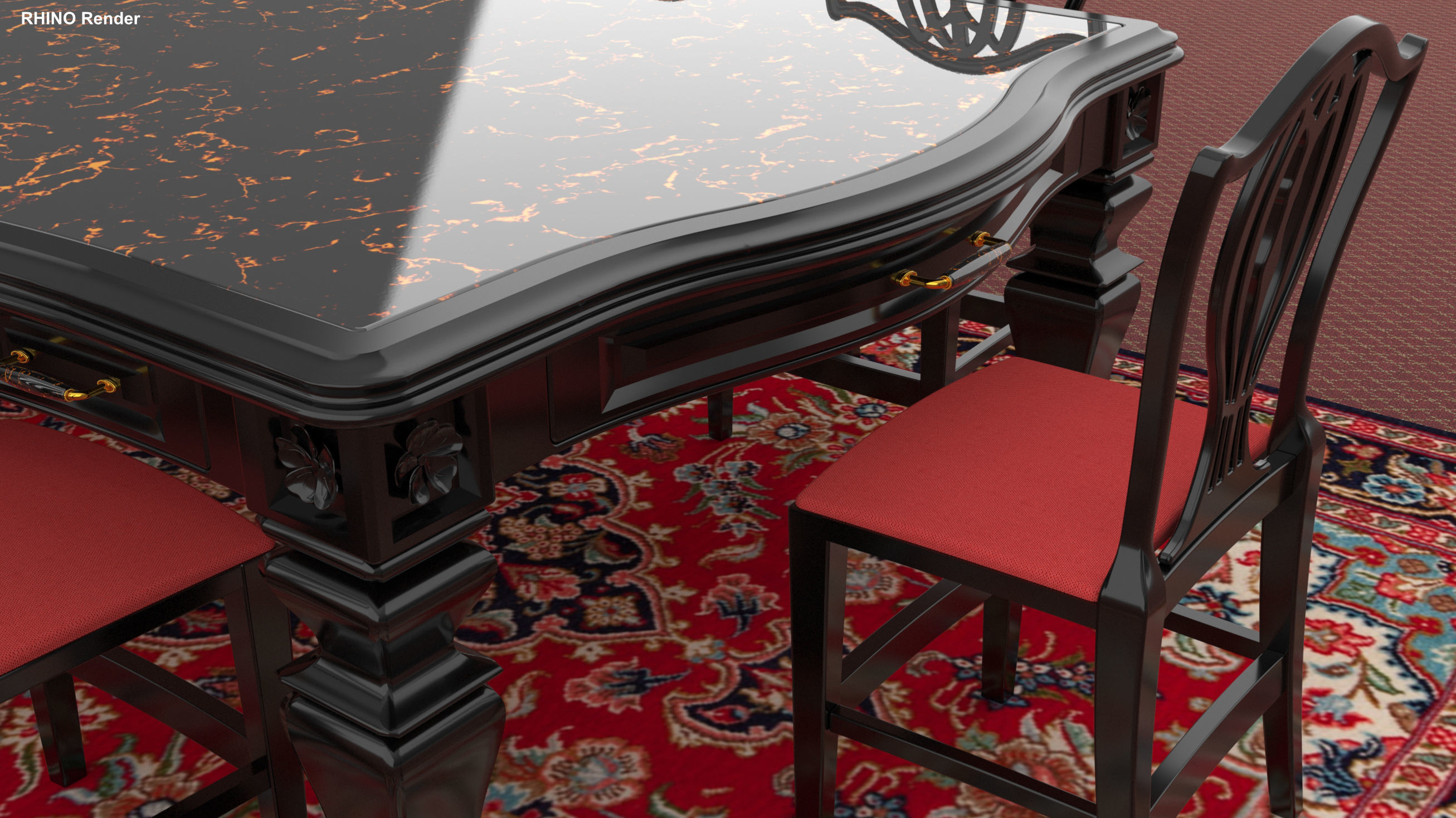 Georgian Dining Table Low-poly 3D model_46
