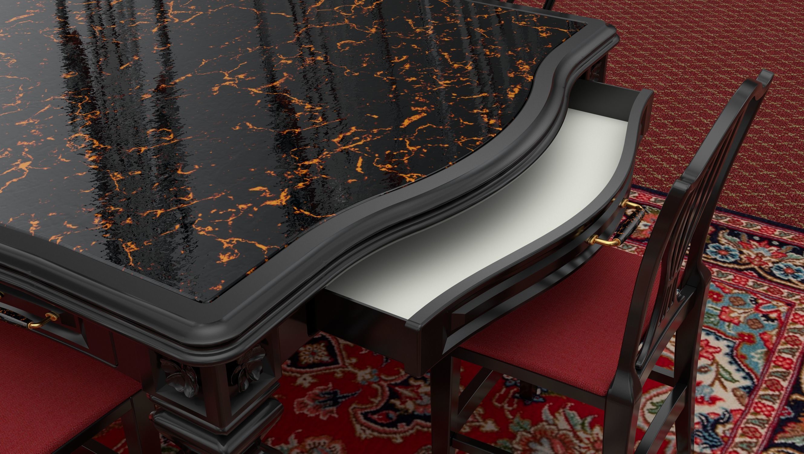 Georgian Dining Table Low-poly 3D model_43