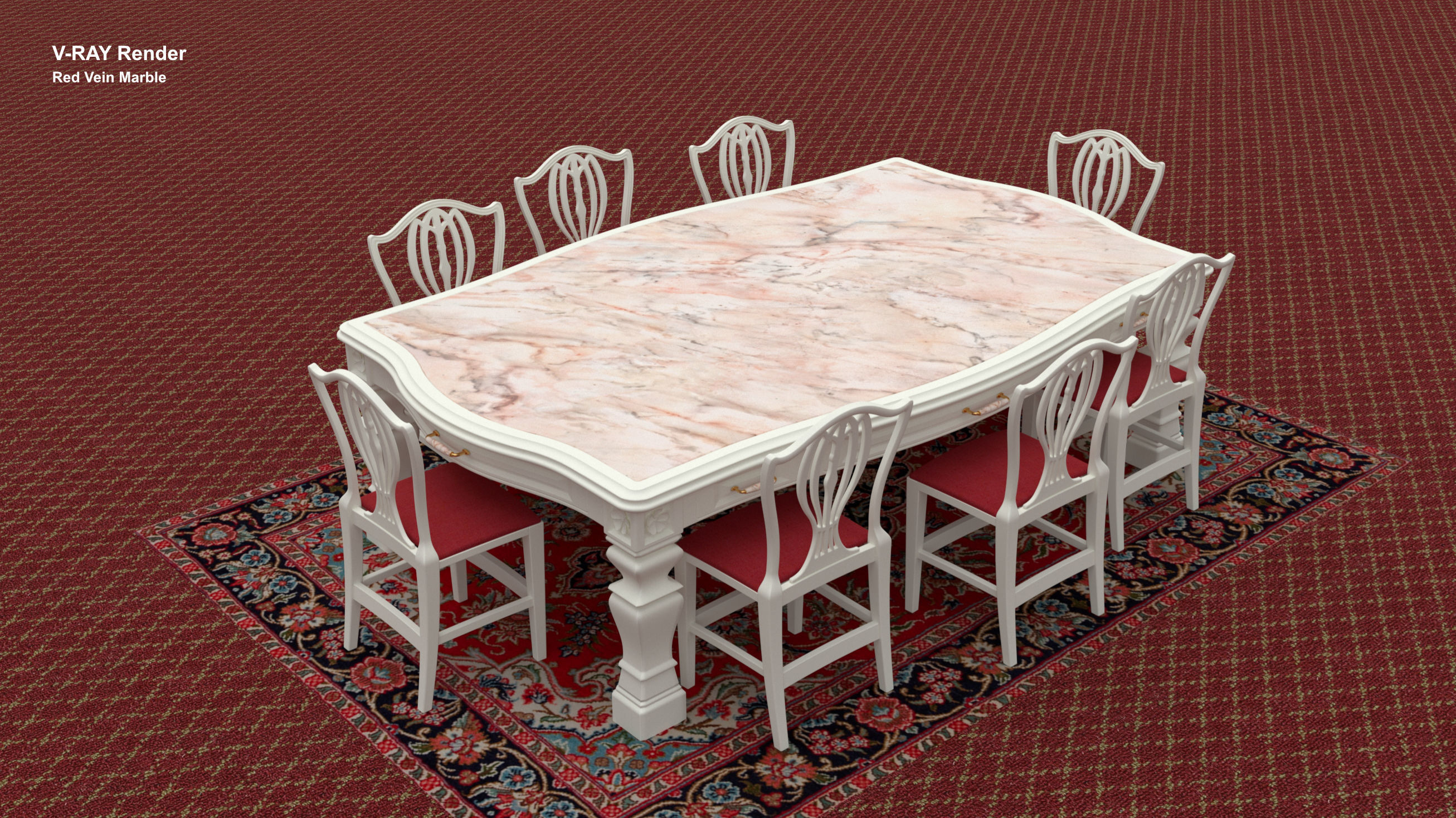 Georgian Dining Table Low-poly 3D model_36