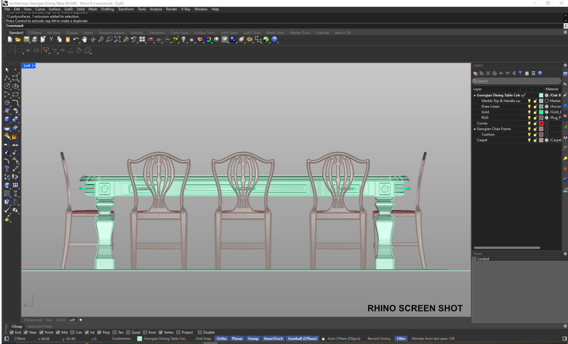 Georgian Dining Table Low-poly 3D model_38