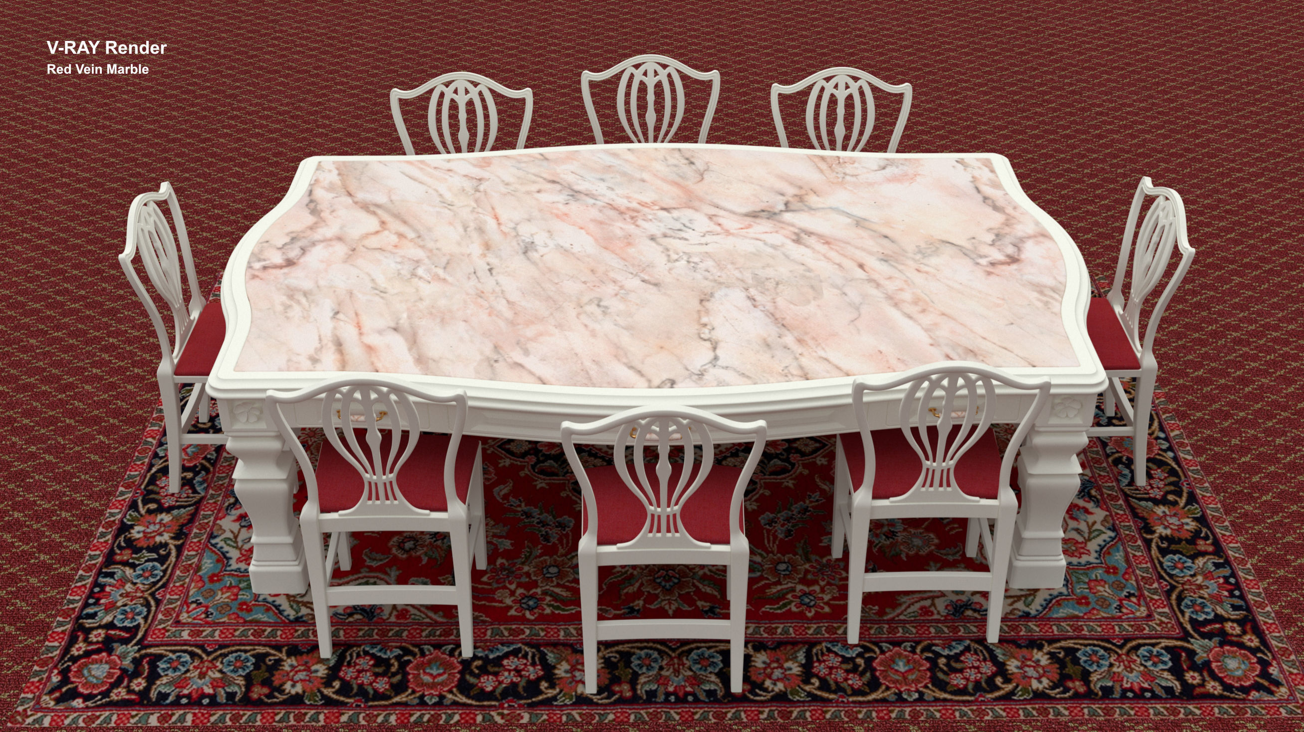 Georgian Dining Table Low-poly 3D model_37