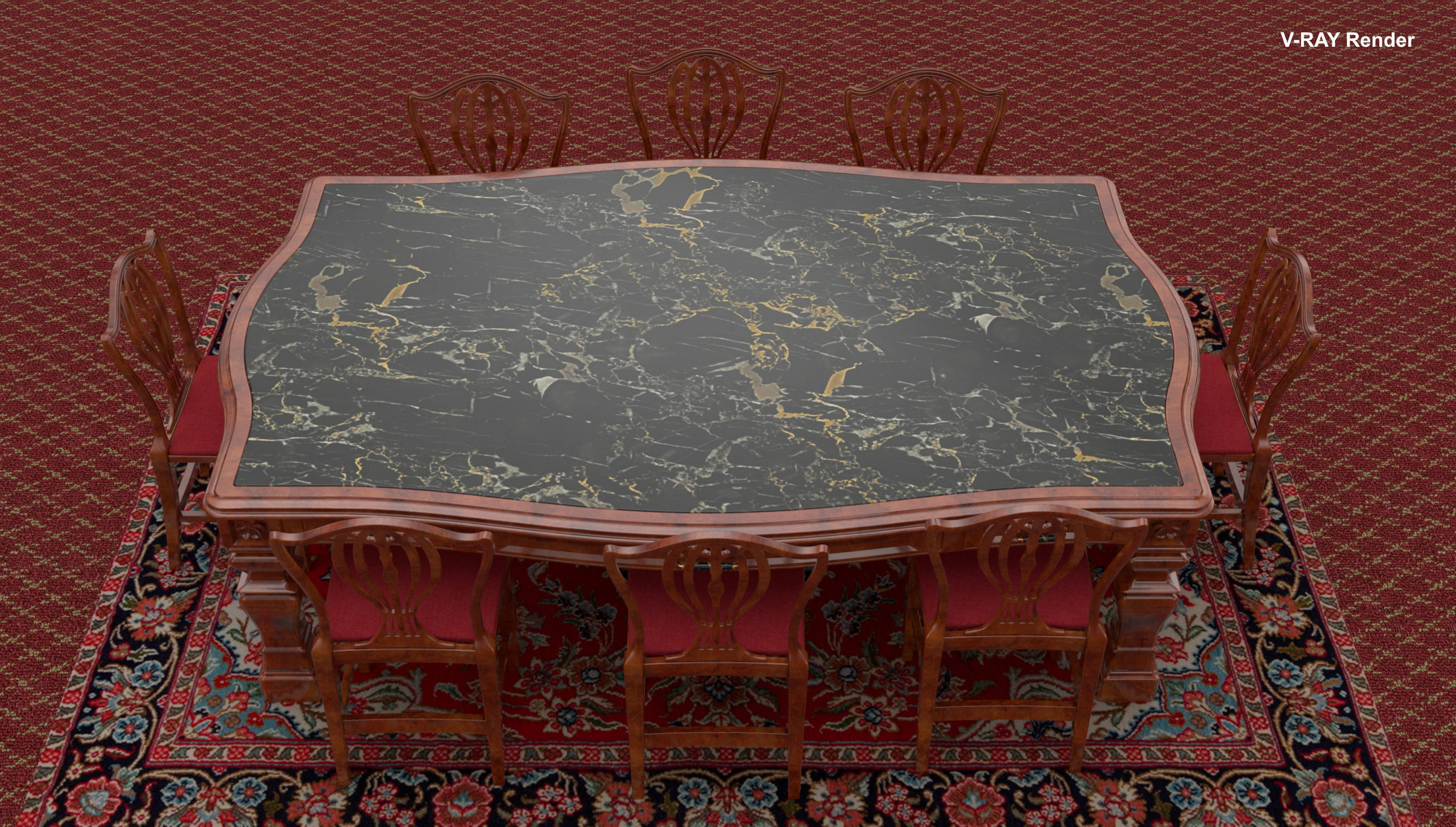 Georgian Dining Table Low-poly 3D model_9