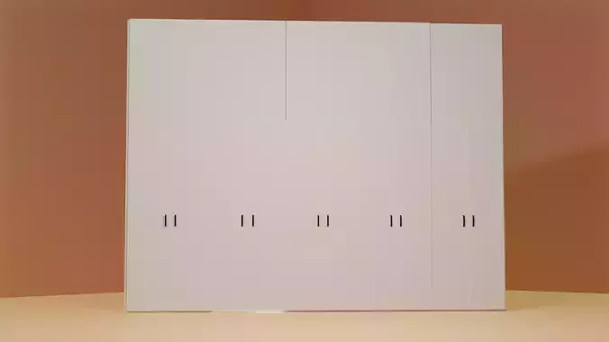 Large wardrobe with shelves white colour 3D model