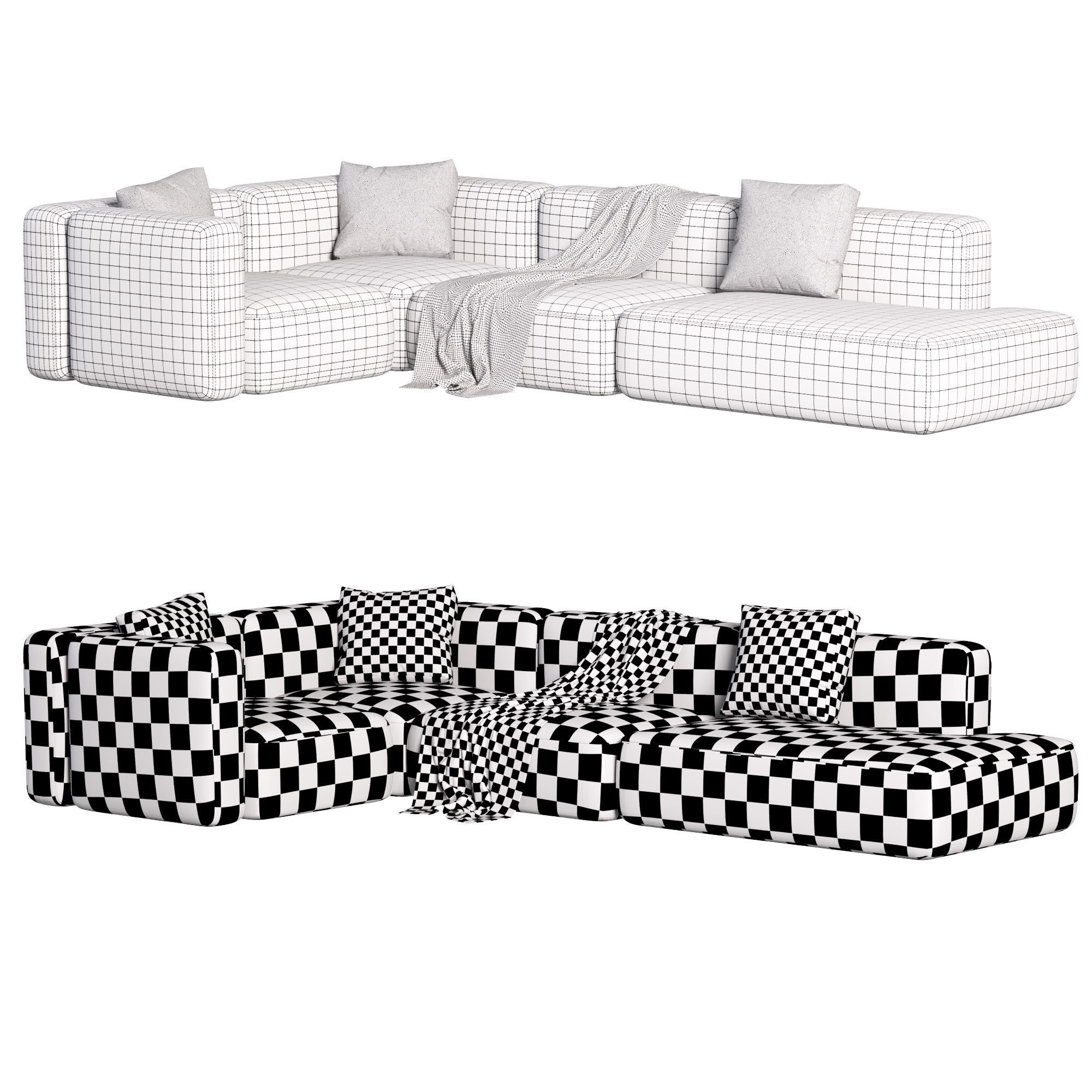 Modular Stone Sofa 3D model_3