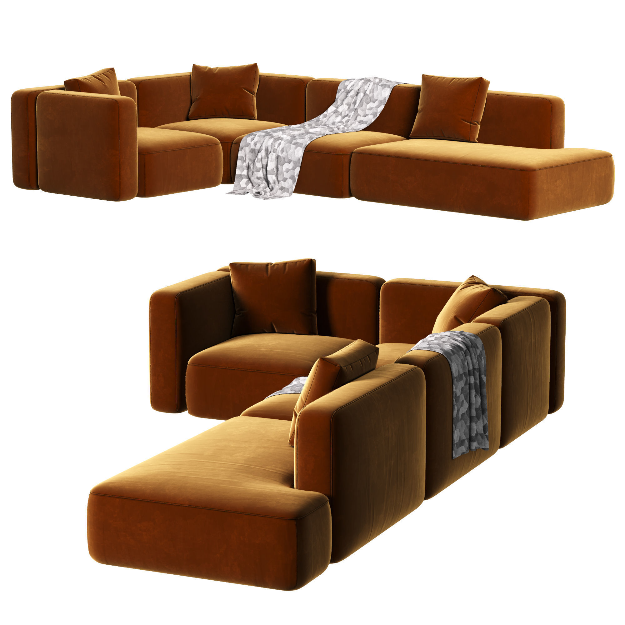 Modular Stone Sofa 3D model_2