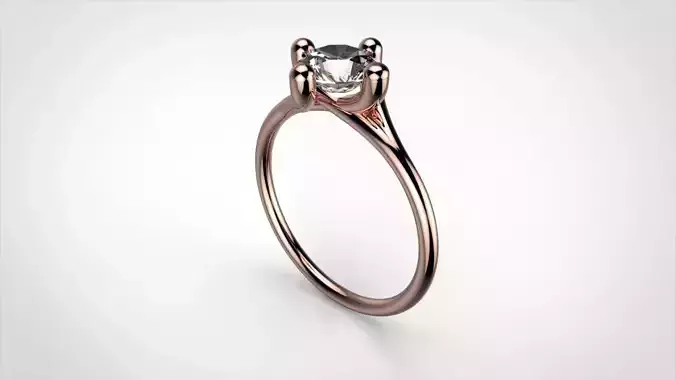 ROSE GOLD 4 PRONGS SOLITAIRE ROUND-CUT DIAMOND ENGAGEMENT RING