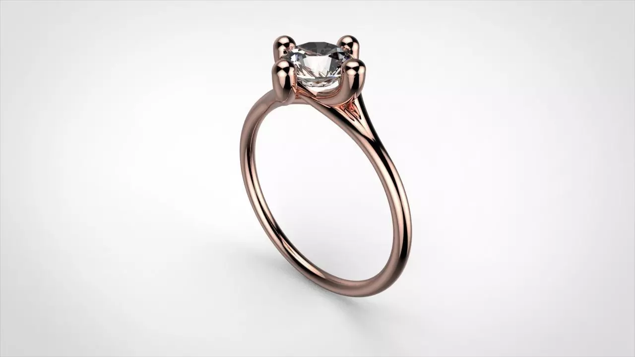 ROSE GOLD 4 PRONGS SOLITAIRE ROUND-CUT DIAMOND ENGAGEMENT RING Free 3D print model