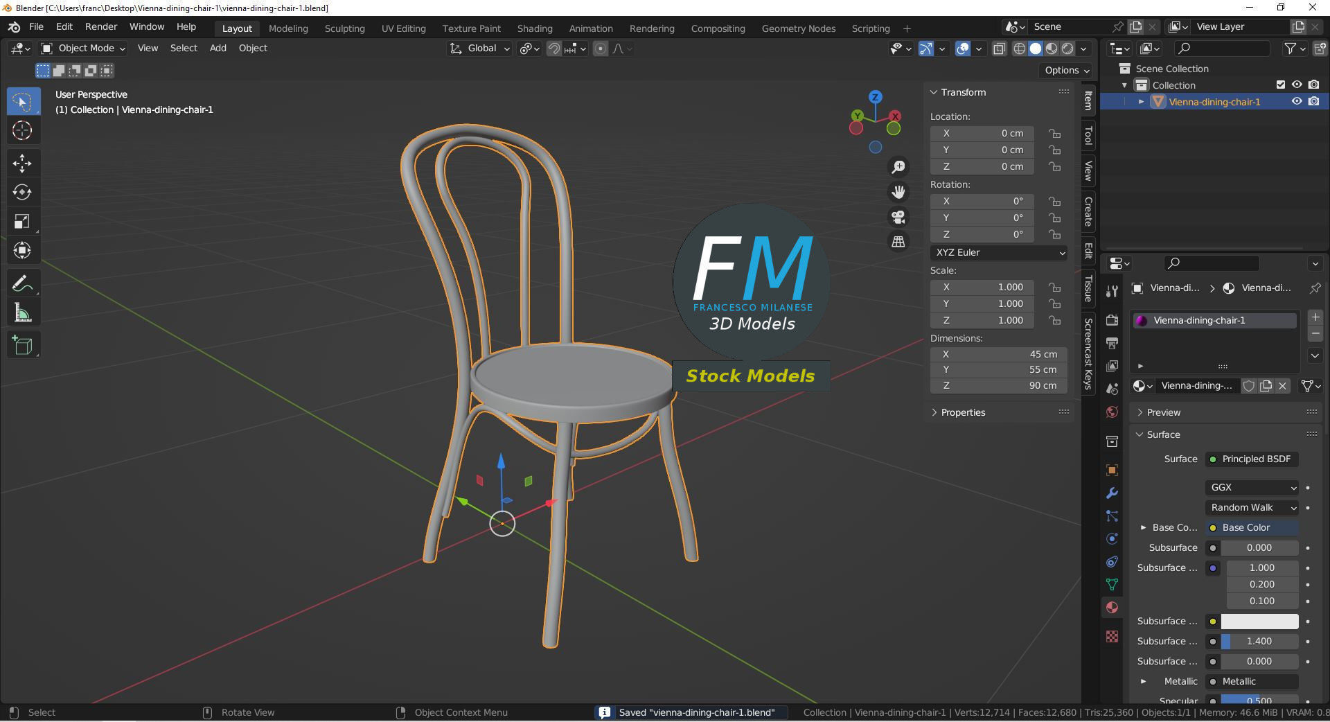 Dining chair 1 3D model_9