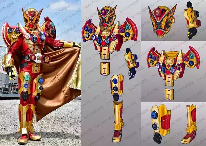 Kamen Rider Geiz Majesty Armor - DIY Cosplay Pepakura Foam Low-poly 3D model