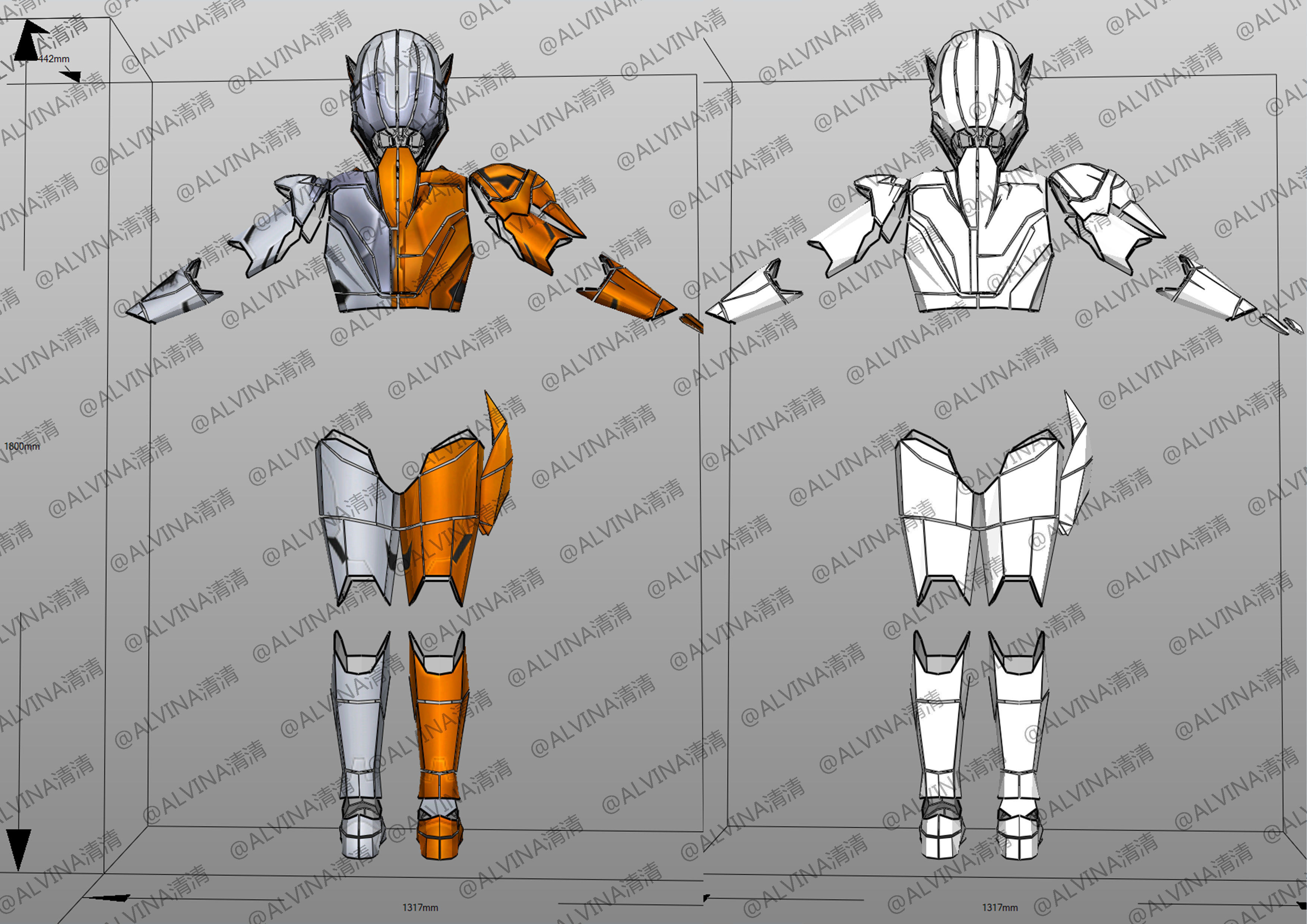 Kamen Rider Valkyrie Armor - DIY Cosplay Pepakura Foam Template Low-poly 3D model_6