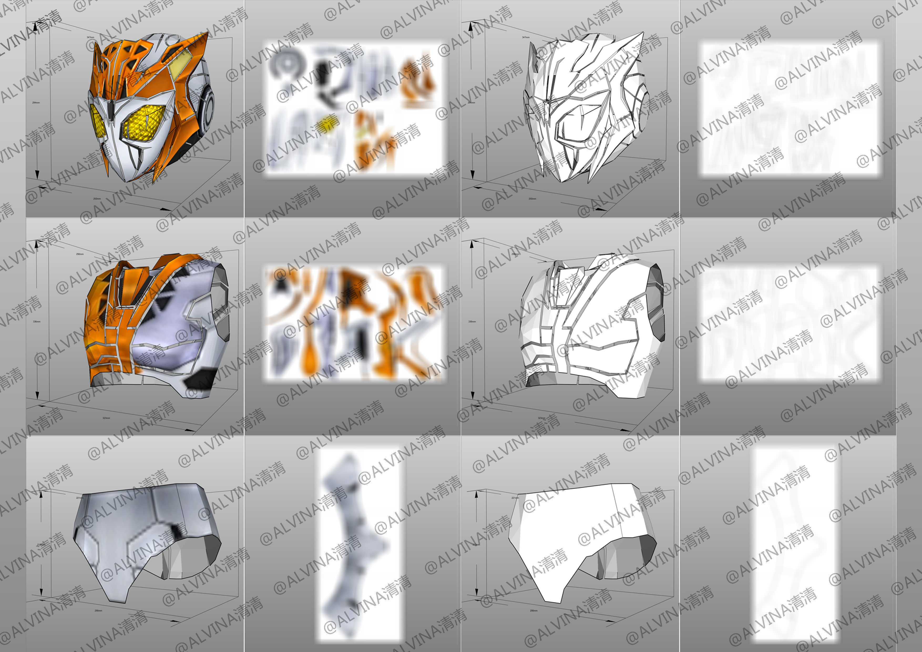 Kamen Rider Valkyrie Armor - DIY Cosplay Pepakura Foam Template Low-poly 3D model_8