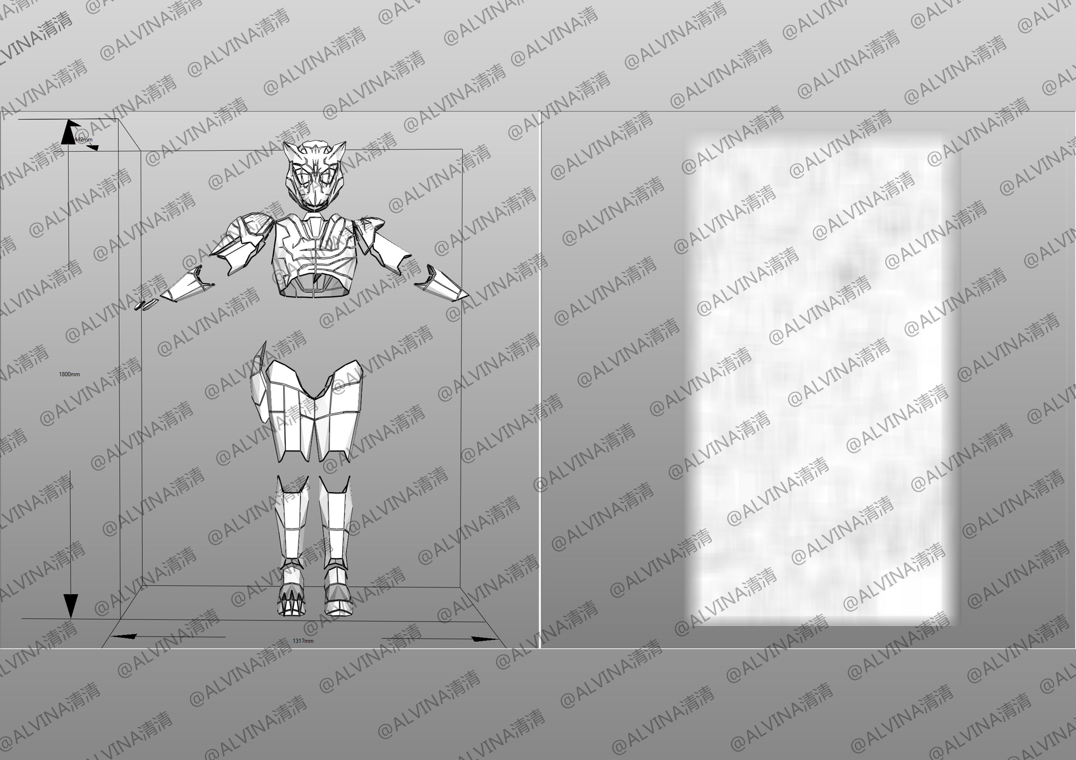 Kamen Rider Valkyrie Armor - DIY Cosplay Pepakura Foam Template Low-poly 3D model_15