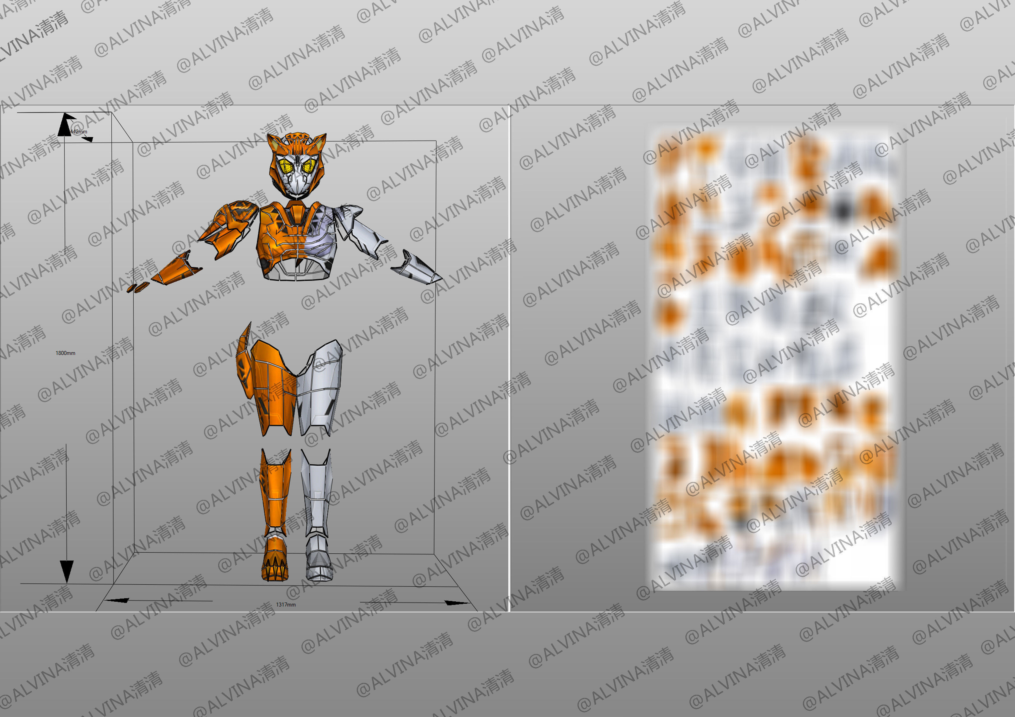 Kamen Rider Valkyrie Armor - DIY Cosplay Pepakura Foam Template Low-poly 3D model_14