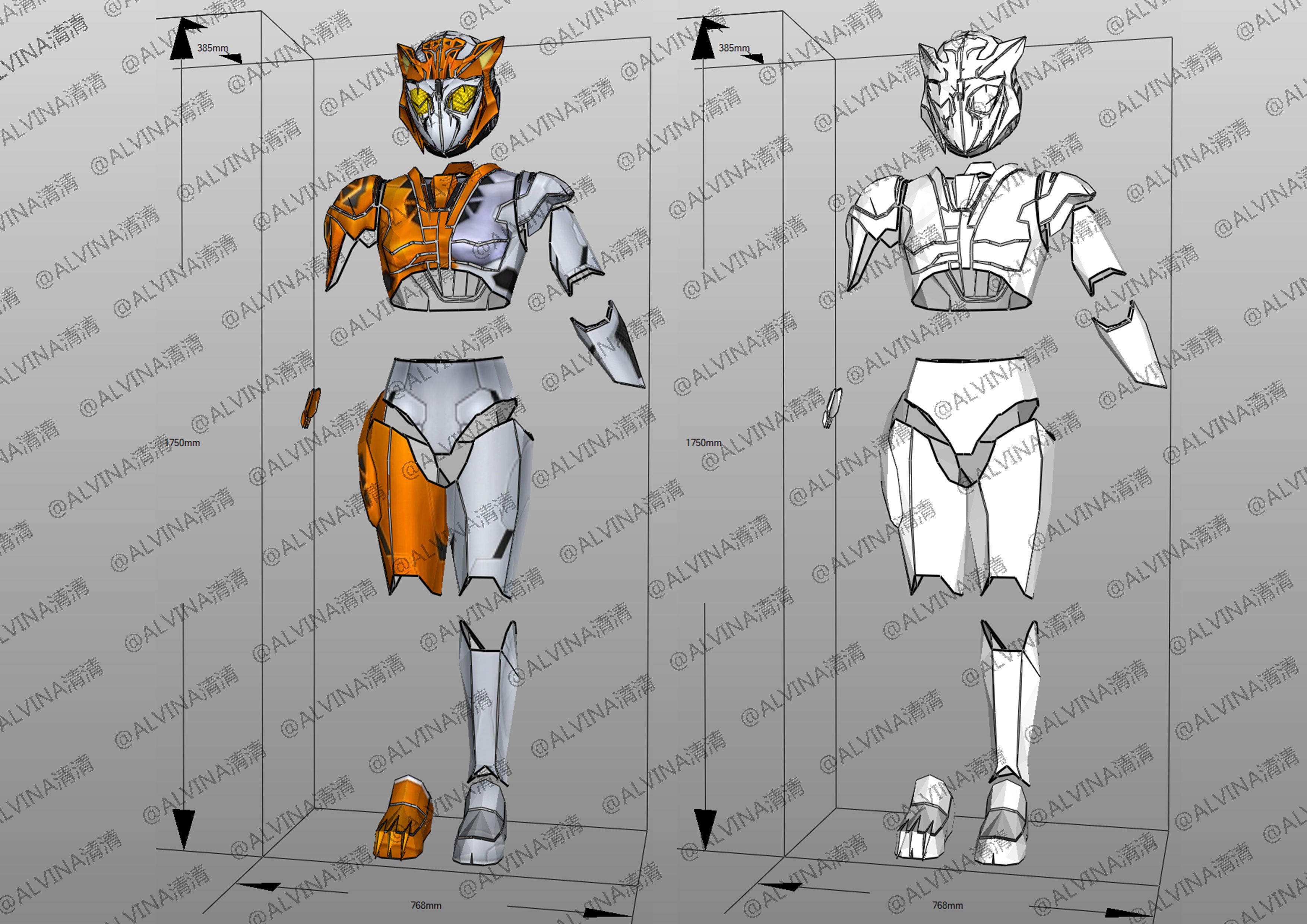Kamen Rider Valkyrie Armor - DIY Cosplay Pepakura Foam Template Low-poly 3D model_2