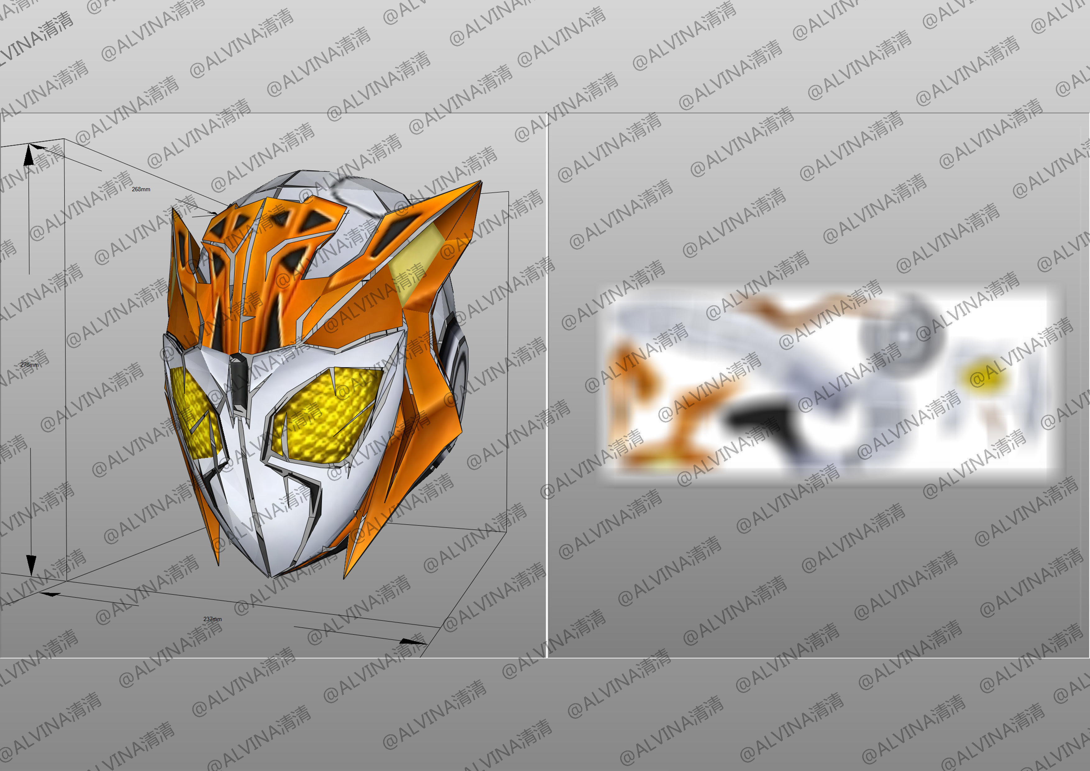 Kamen Rider Valkyrie Armor - DIY Cosplay Pepakura Foam Template Low-poly 3D model_16