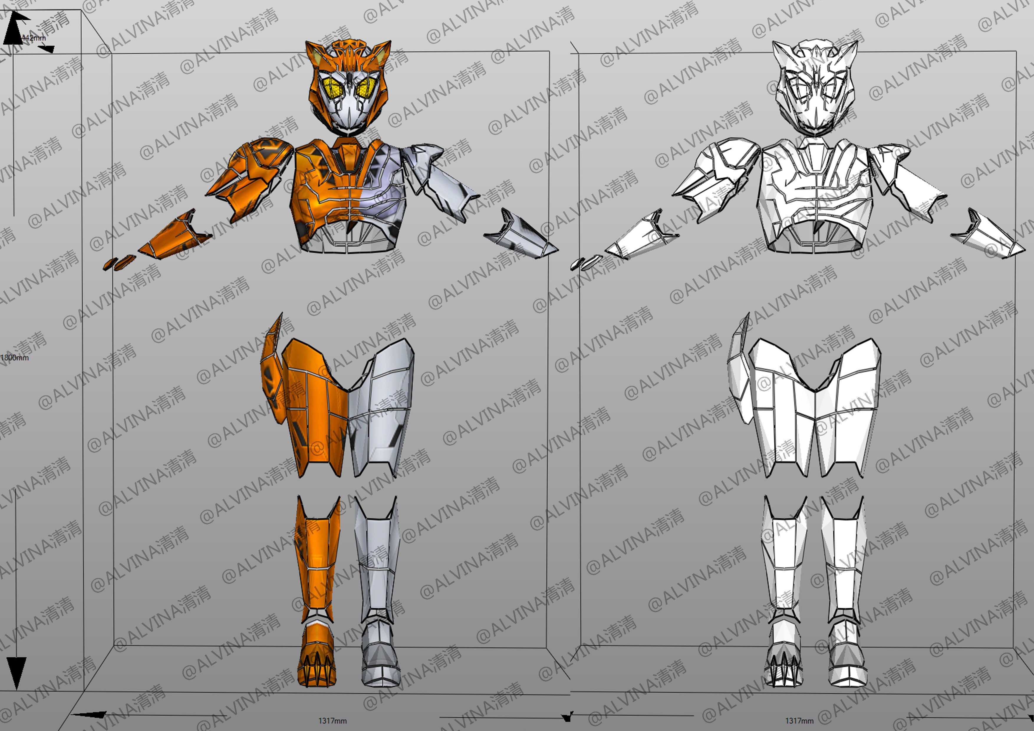 Kamen Rider Valkyrie Armor - DIY Cosplay Pepakura Foam Template Low-poly 3D model_5