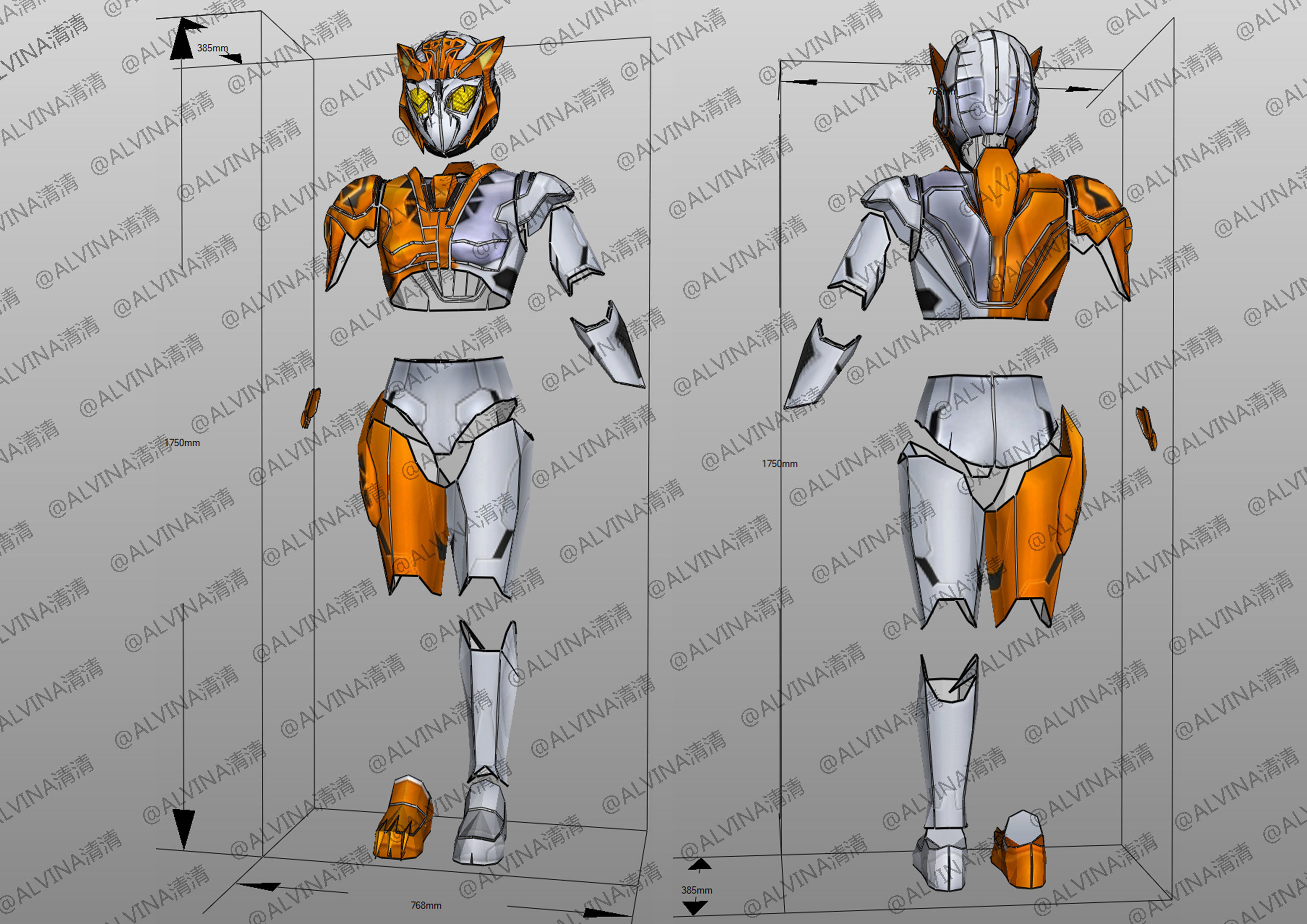 Kamen Rider Valkyrie Armor - DIY Cosplay Pepakura Foam Template Low-poly 3D model_1