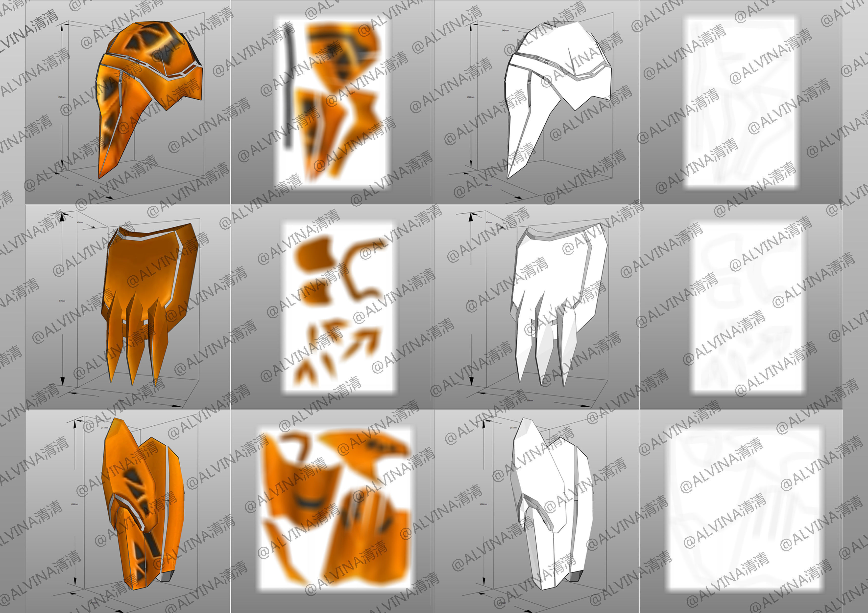 Kamen Rider Valkyrie Armor - DIY Cosplay Pepakura Foam Template Low-poly 3D model_9