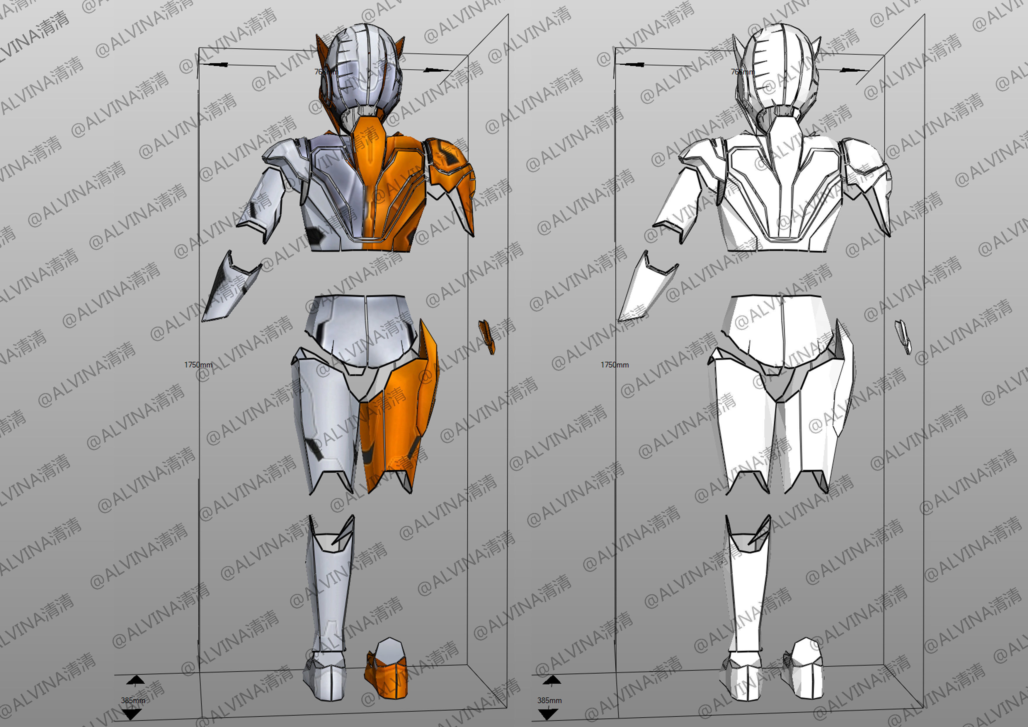 Kamen Rider Valkyrie Armor - DIY Cosplay Pepakura Foam Template Low-poly 3D model_3